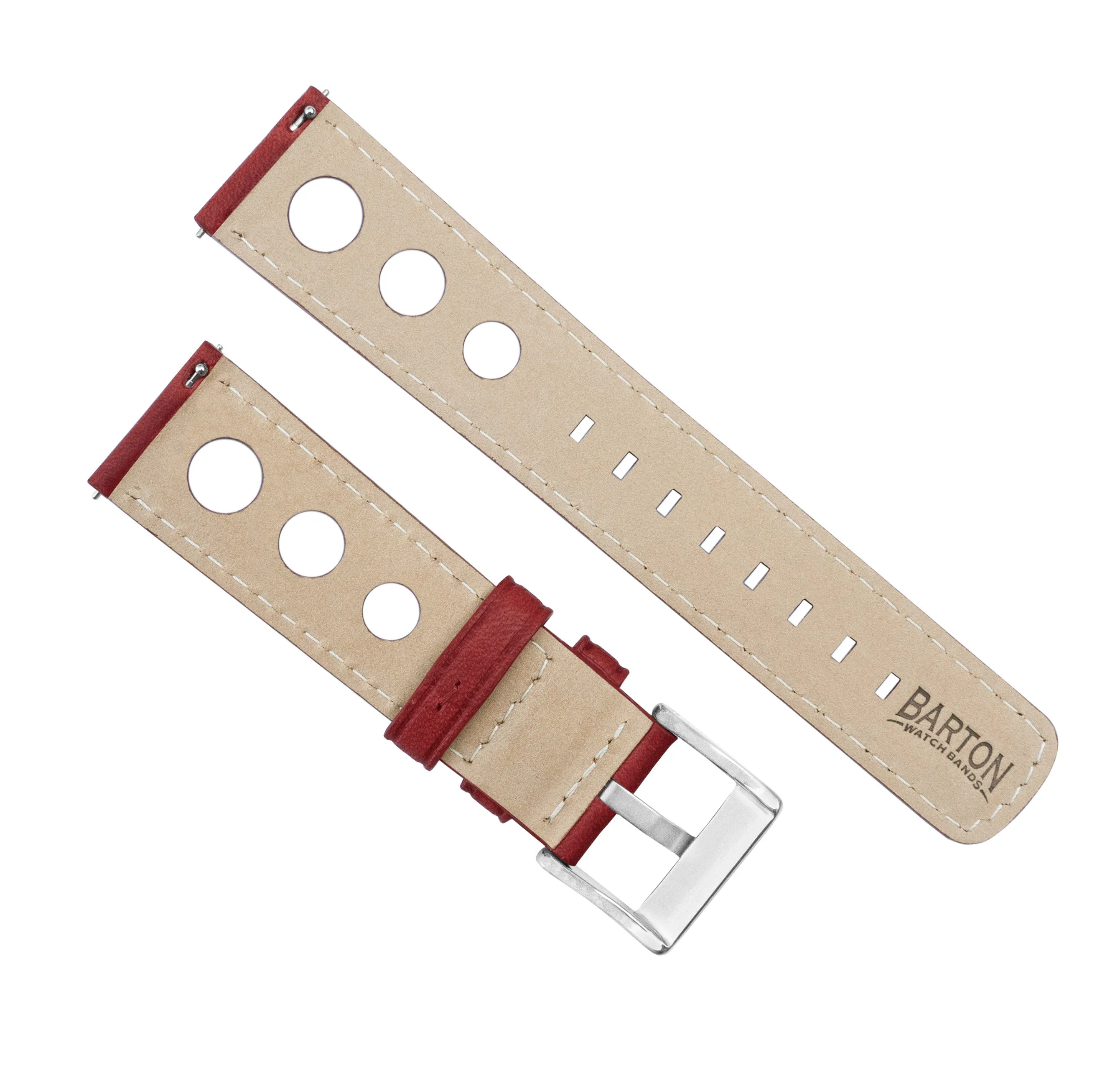 Samsung Galaxy Watch Active 2 Rally Horween Leather Crimson Red Watch Band