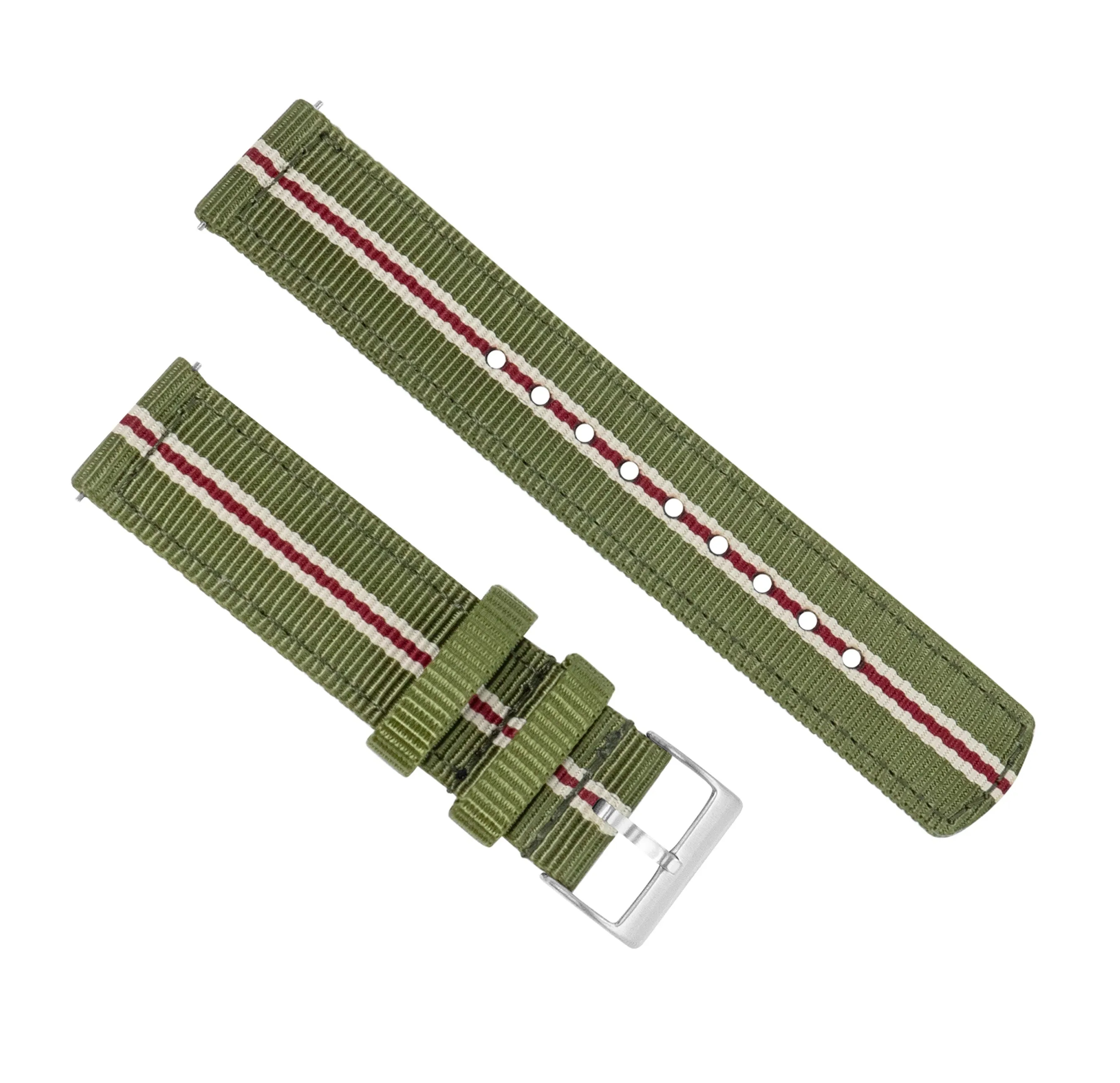 Samsung Galaxy Watch Active 2 Two Piece NATO® style Army Green Crimson Watch Band