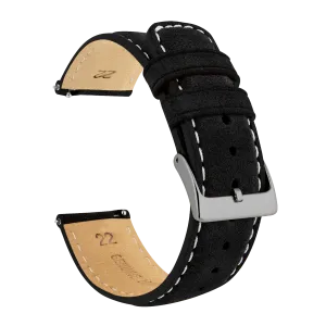 Samsung Galaxy Watch Active Black Suede Beige Stitching Watch Band