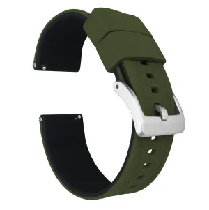 Samsung Galaxy Watch Active Elite Silicone Army Green Top Black Bottom Watch Band