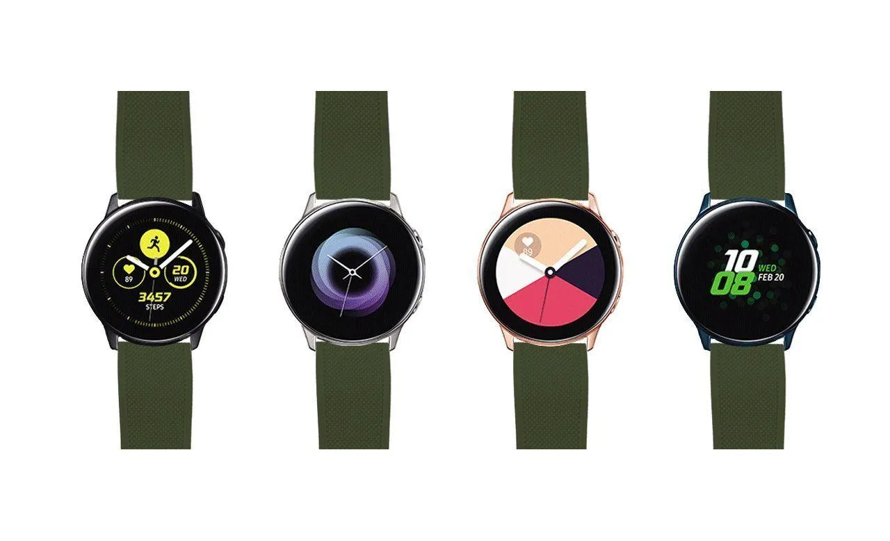Samsung Galaxy Watch Active Elite Silicone Army Green Top Black Bottom Watch Band