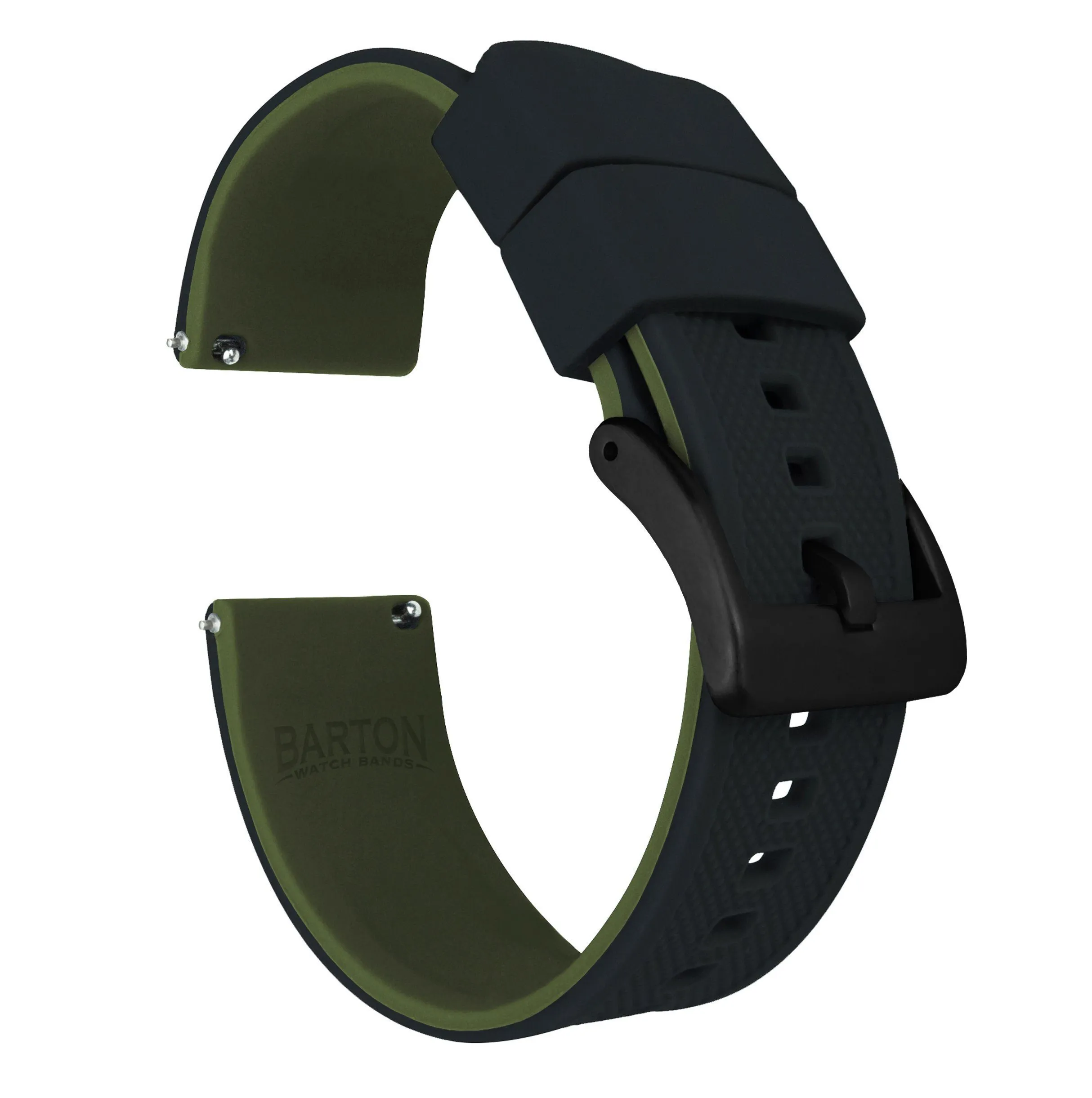 Samsung Galaxy Watch Active Elite Silicone Black Top Army Green Bottom Watch Band