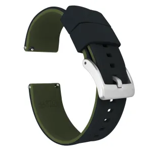 Samsung Galaxy Watch Active Elite Silicone Black Top Army Green Bottom Watch Band