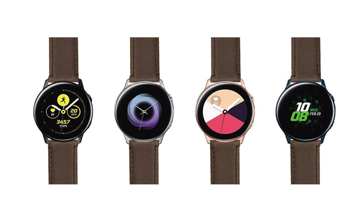 Samsung Galaxy Watch Active Saddle Brown Leather Stitching Watch Band