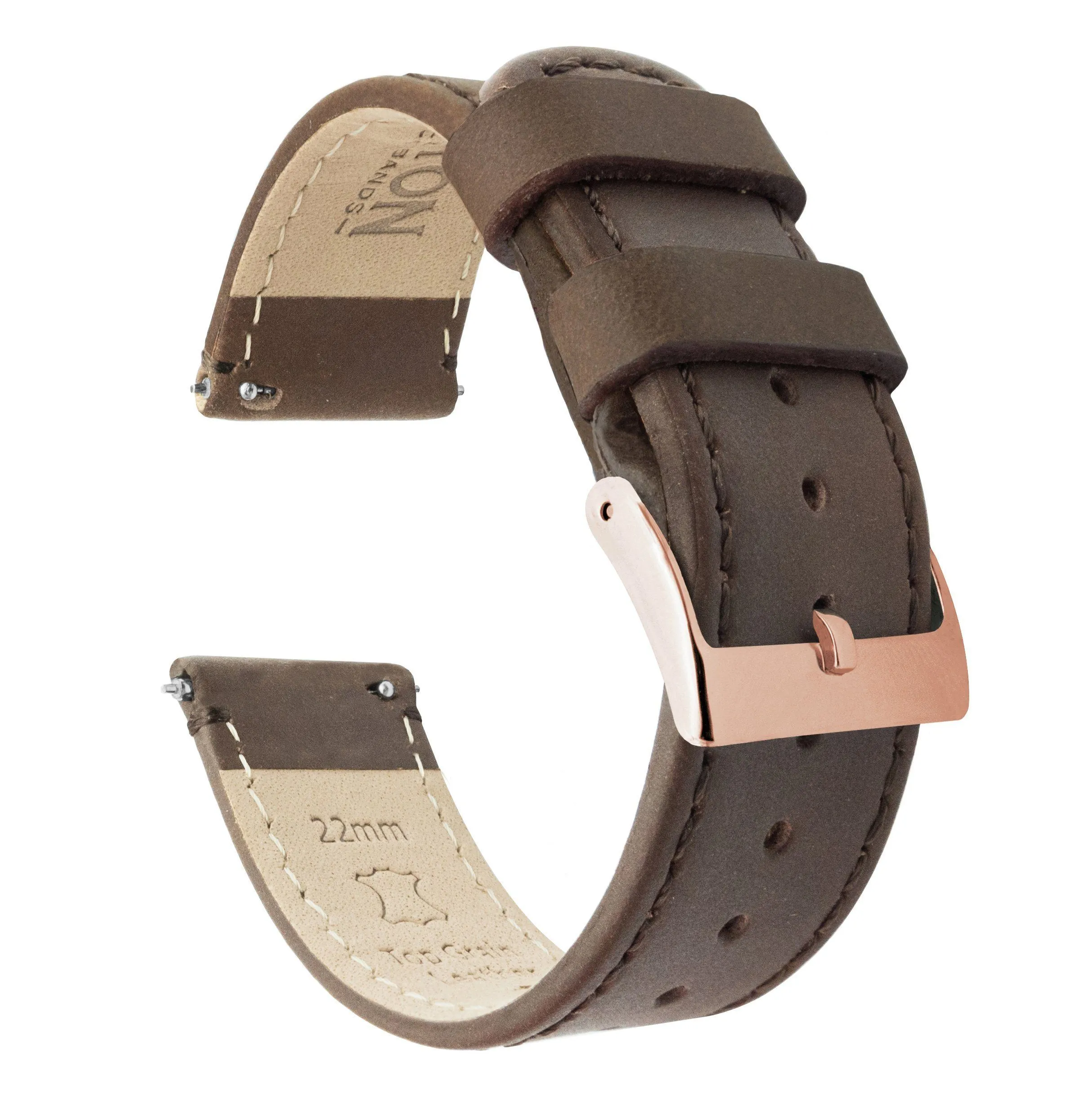 Samsung Galaxy Watch Active Saddle Brown Leather Stitching Watch Band