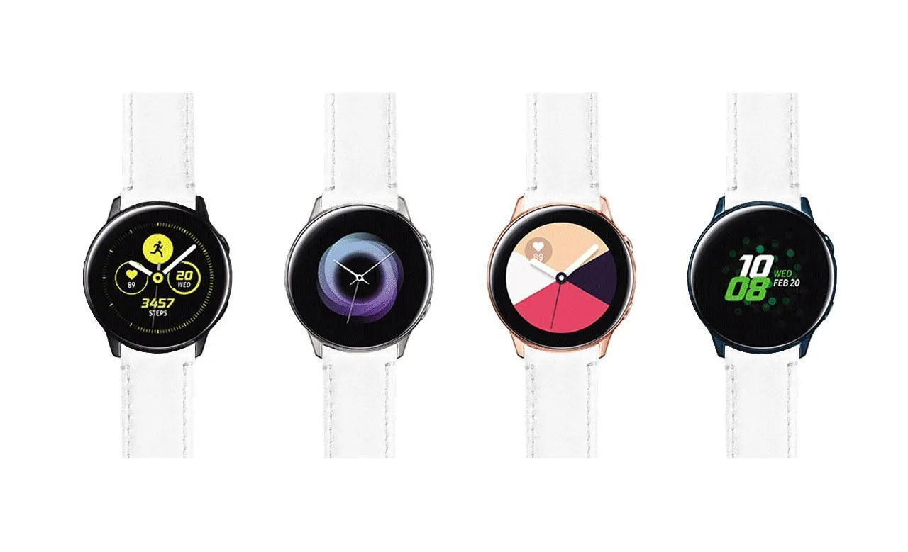 Samsung Galaxy Watch Active White Leather Stitching Watch Band