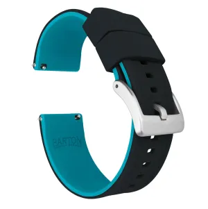 Samsung Galaxy Watch Elite Silicone Black Top Aqua Blue Bottom Watch Band