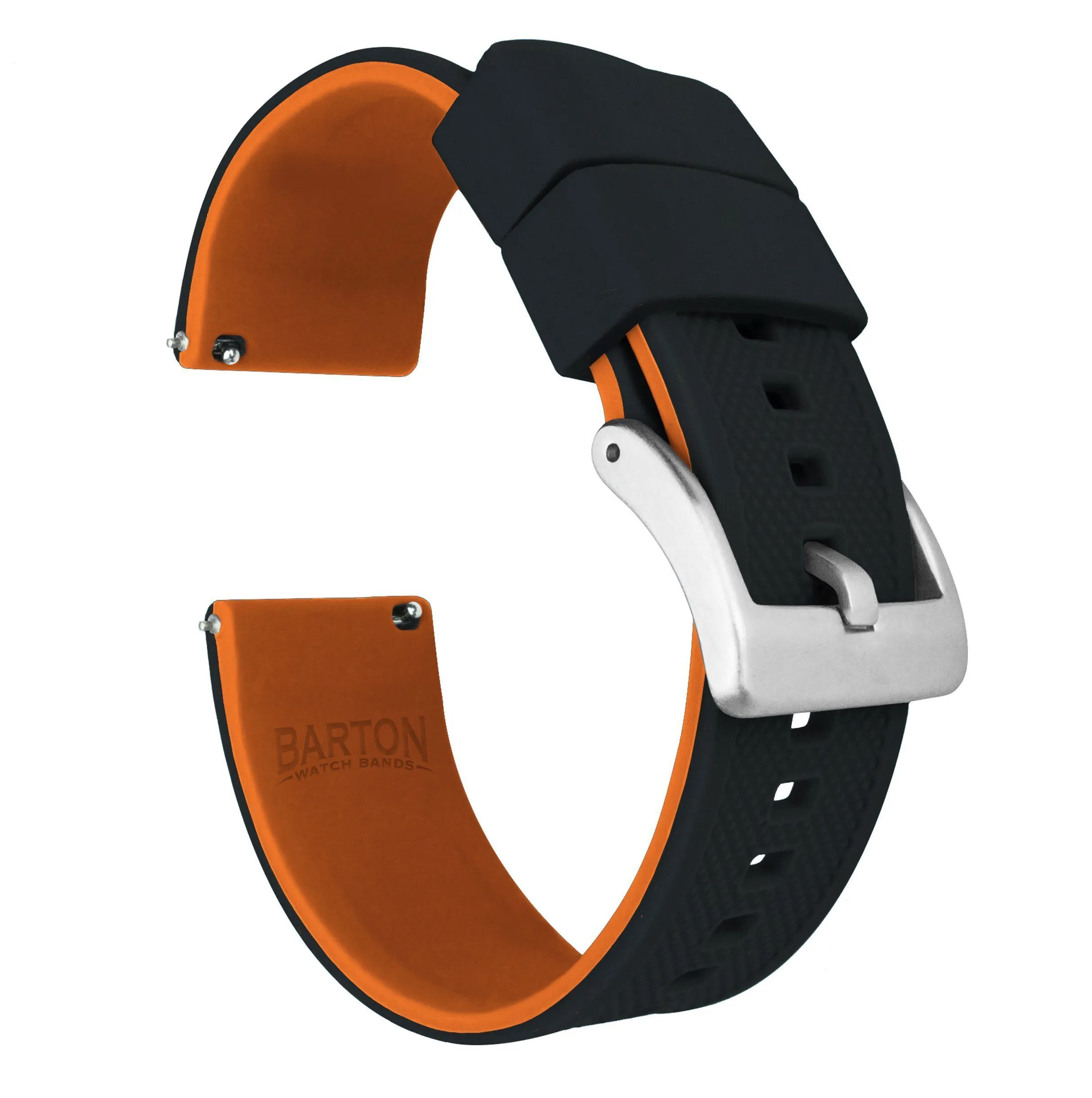 Samsung Galaxy Watch Elite Silicone Black Top Pumpkin Orange Bottom Watch Band