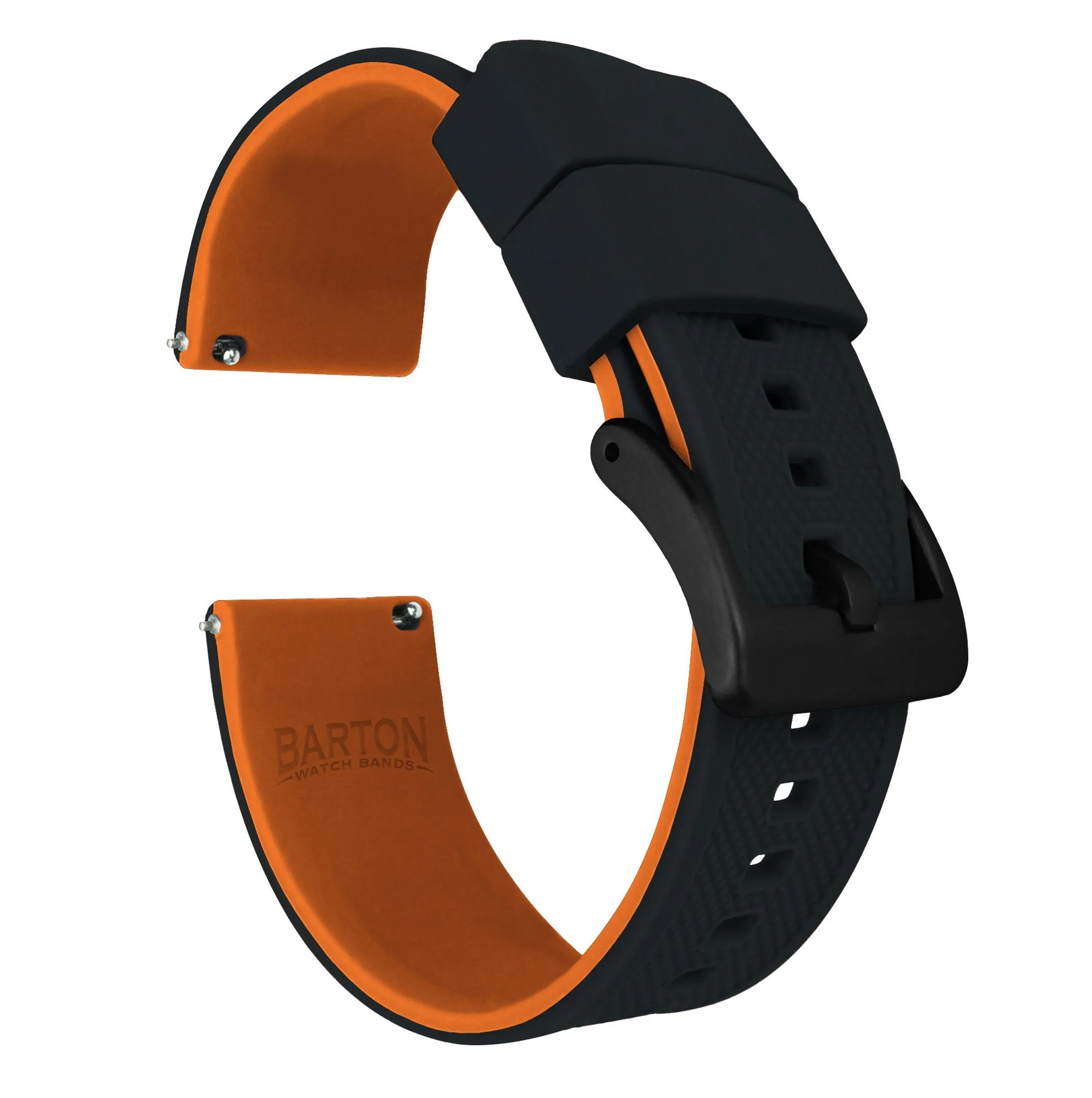 Samsung Galaxy Watch Elite Silicone Black Top Pumpkin Orange Bottom Watch Band
