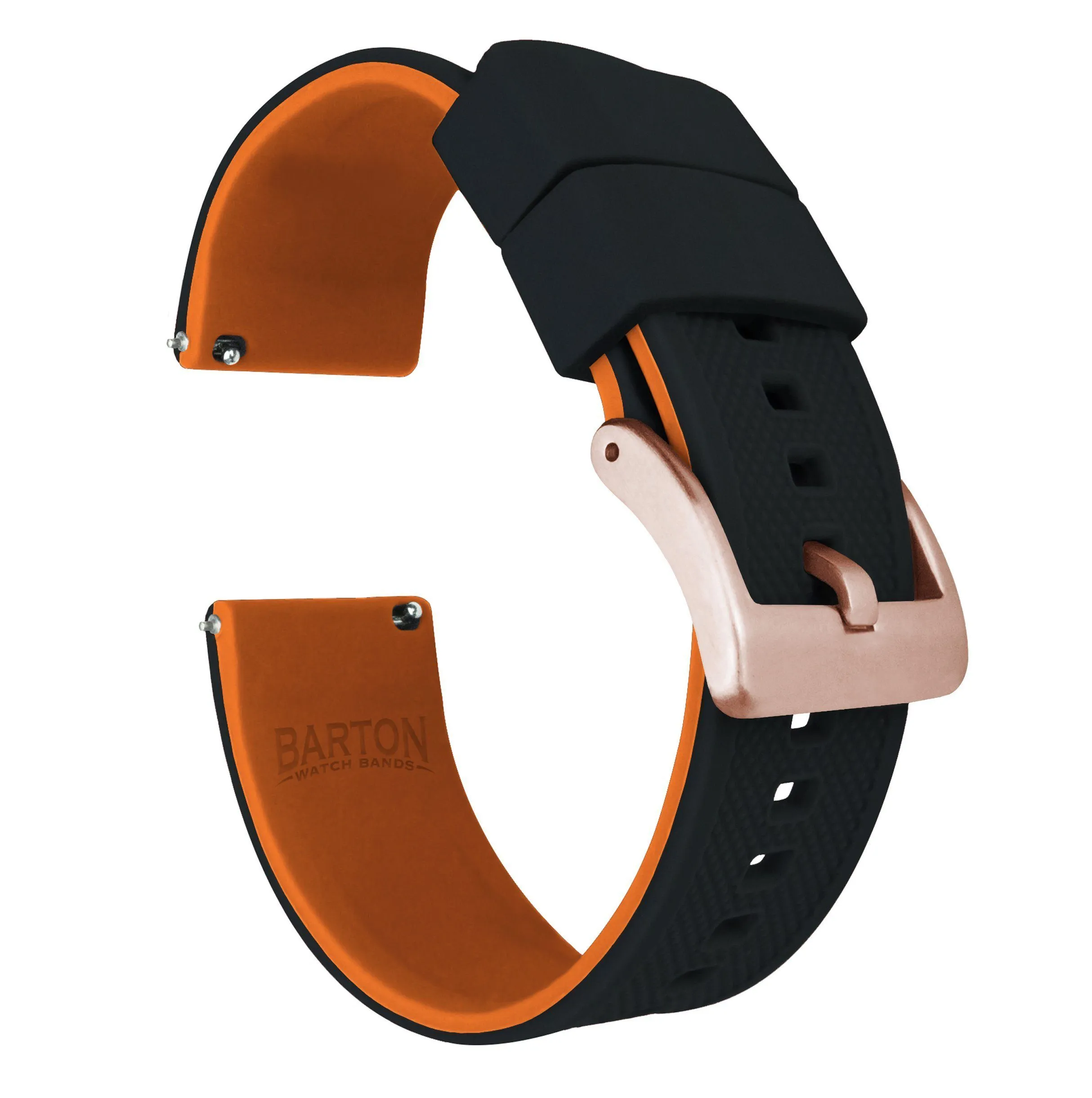 Samsung Galaxy Watch Elite Silicone Black Top Pumpkin Orange Bottom Watch Band