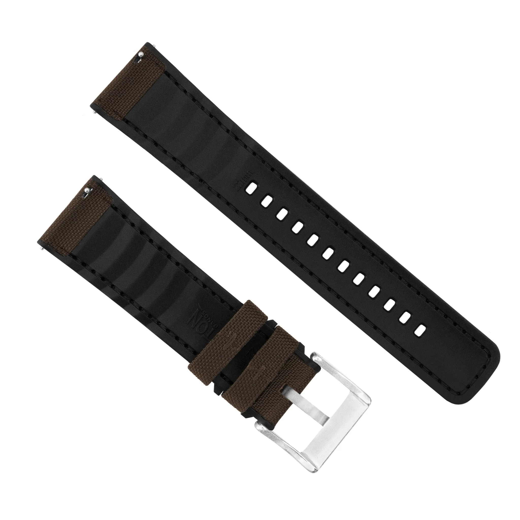 Samsung Galaxy Watch3 Cordrua Fabric Silicone Hybrid Chocolate Brown Watch Band