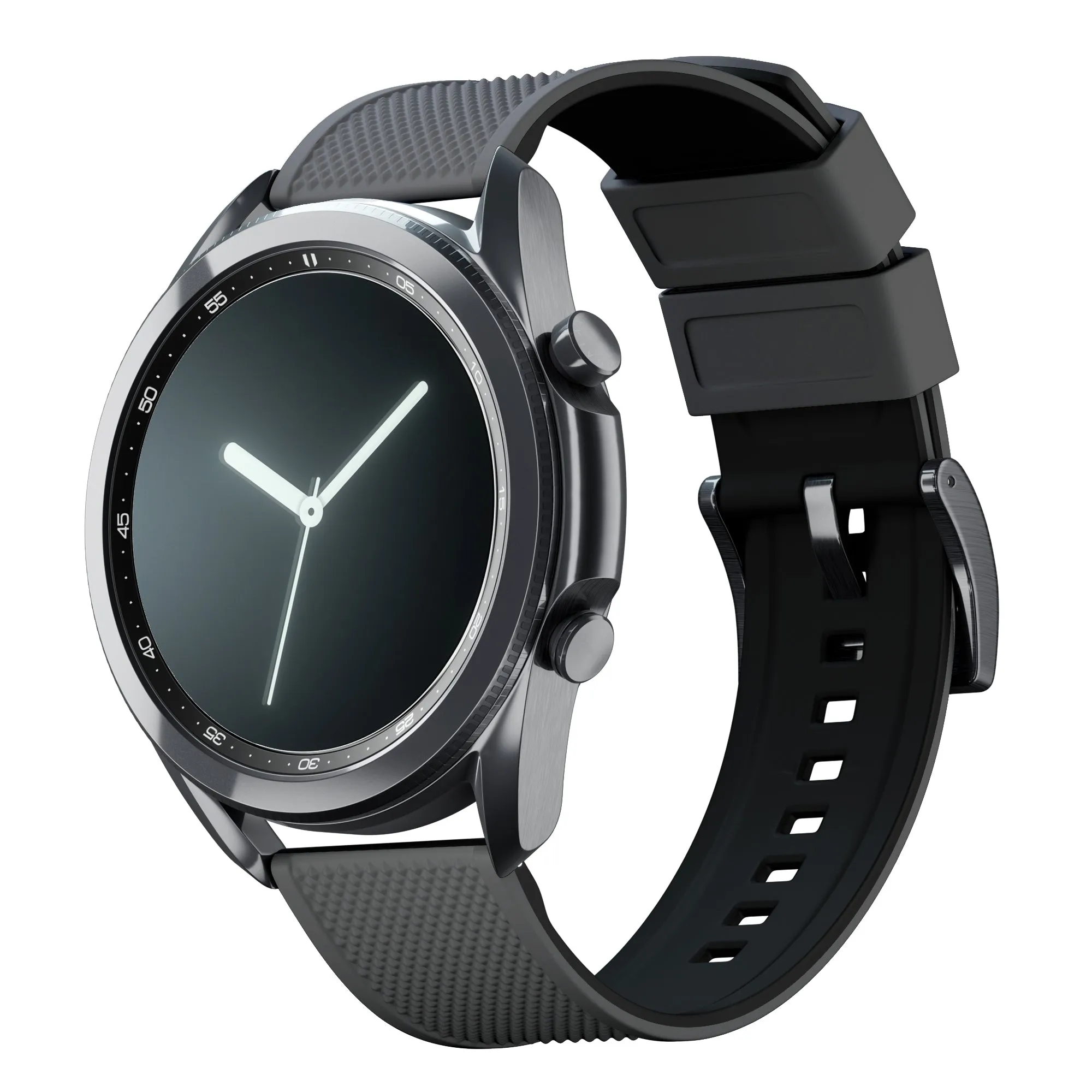 Samsung Galaxy Watch3 Elite Silicone Smoke Grey Top Black Bottom Watch Band