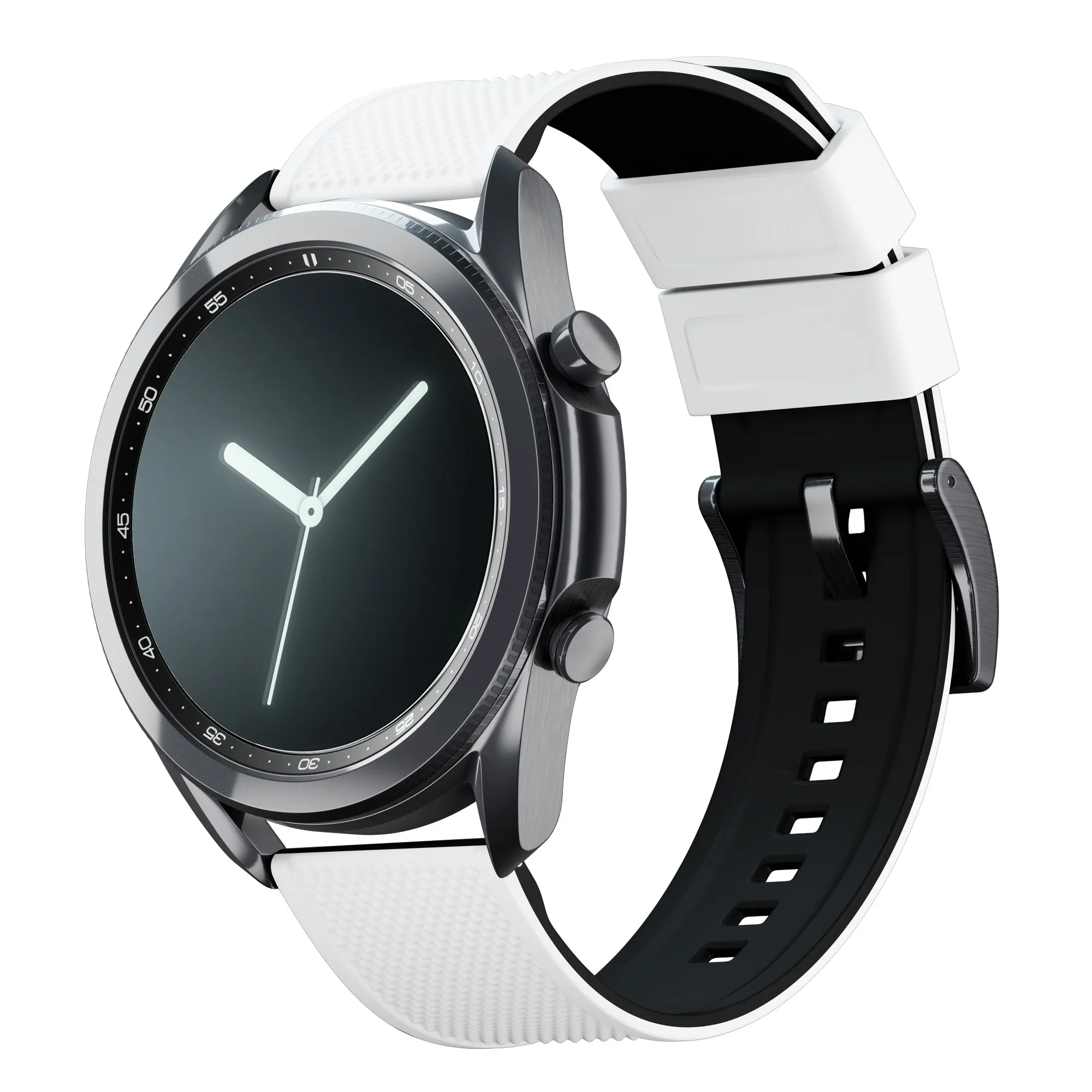 Samsung Galaxy Watch3 Elite Silicone White Top Black Bottom Watch Band