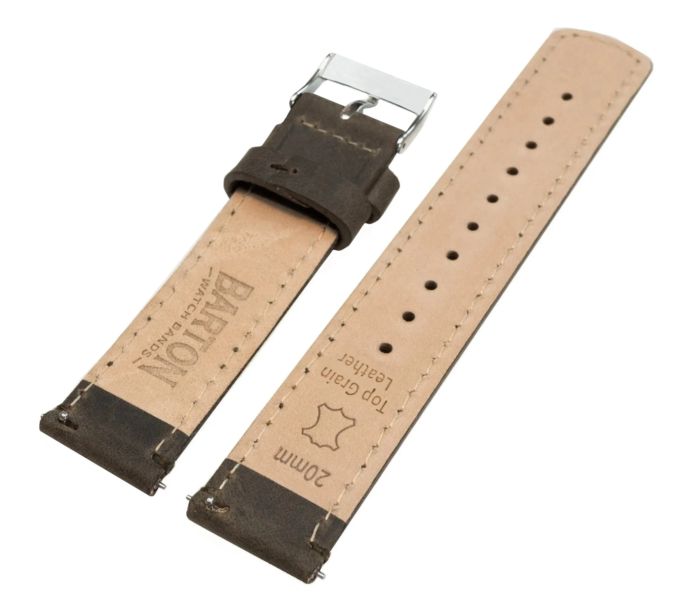 Samsung Galaxy Watch3 Espresso Brown Leather Stitching Watch Band