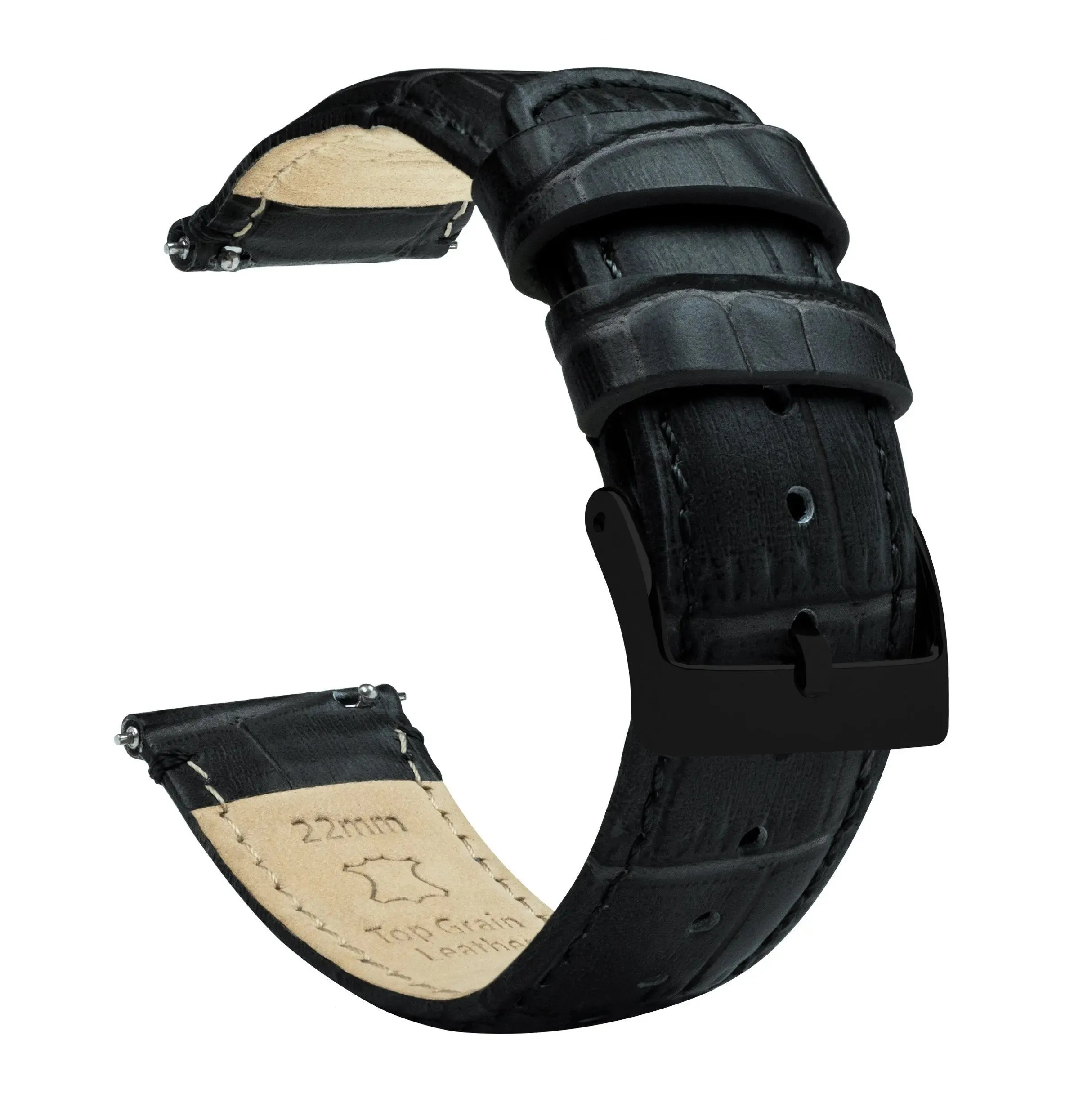 Samsung Galaxy Watch4 Black Alligator Grain Leather Watch Band