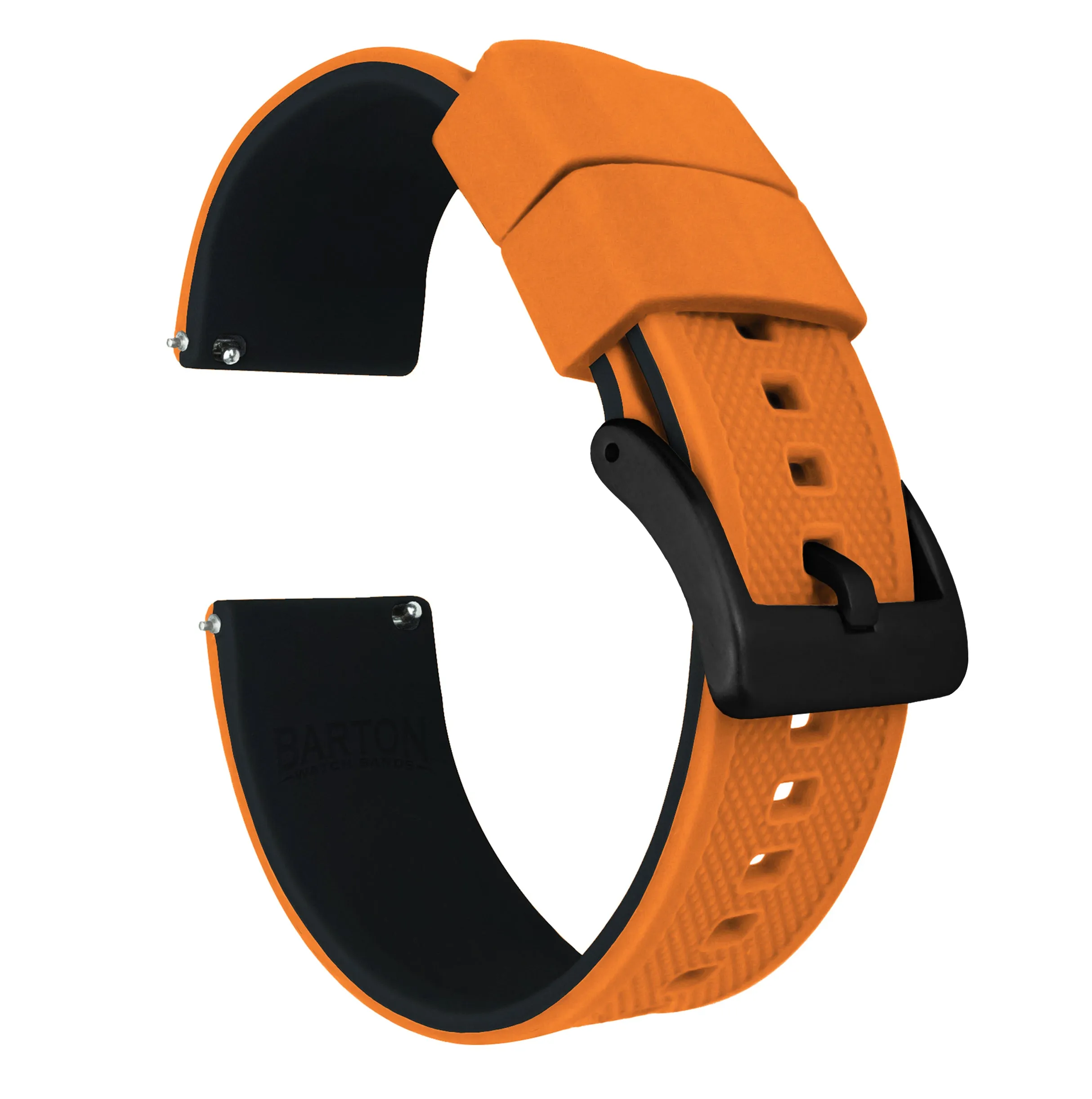 Samsung Galaxy Watch4 Elite Silicone Pumpkin Orange Top Black Bottom Watch Band