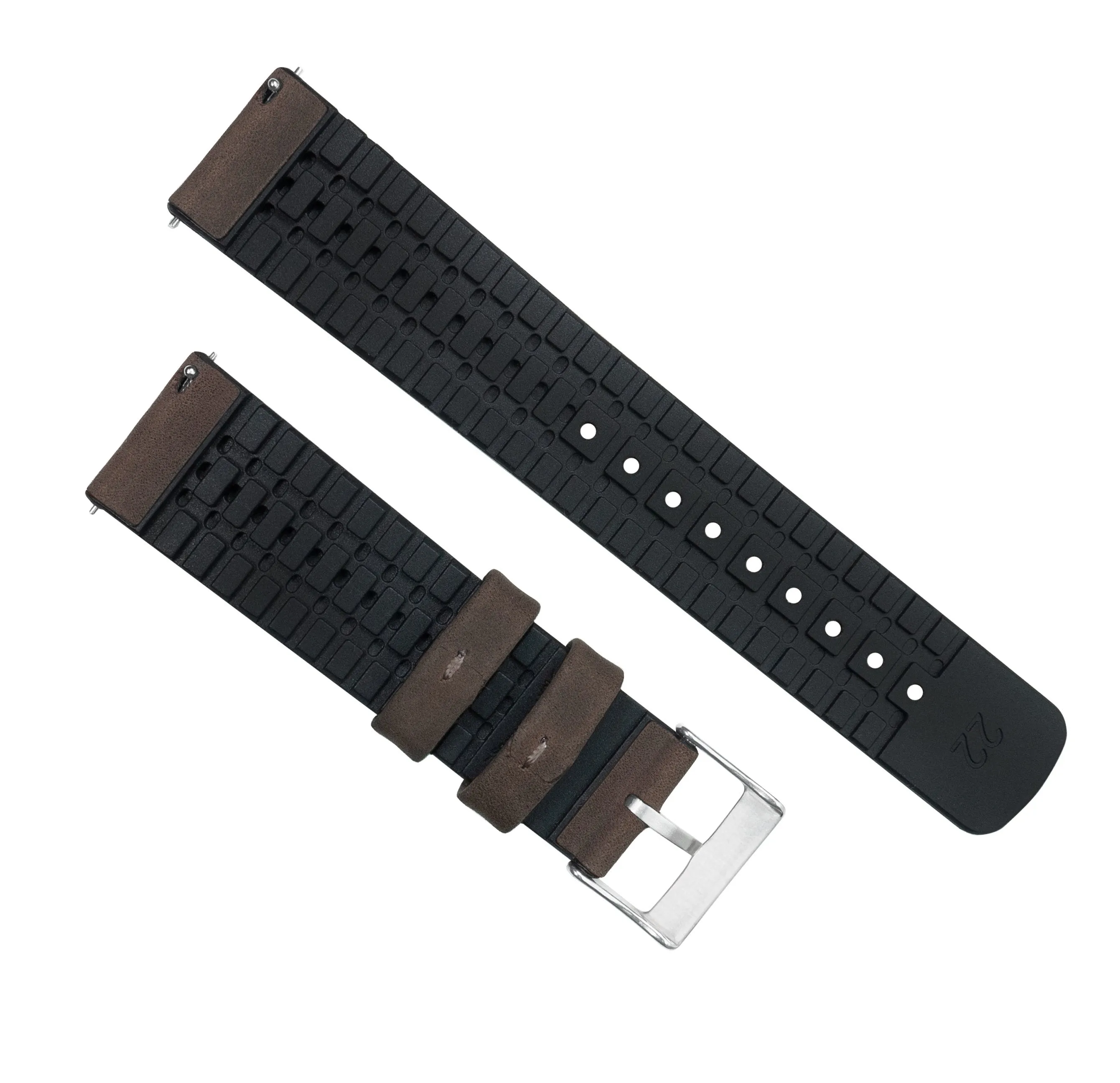 Samsung Galaxy Watch4 Leather And Rubber Hybrid Smoke Brown Watch Band
