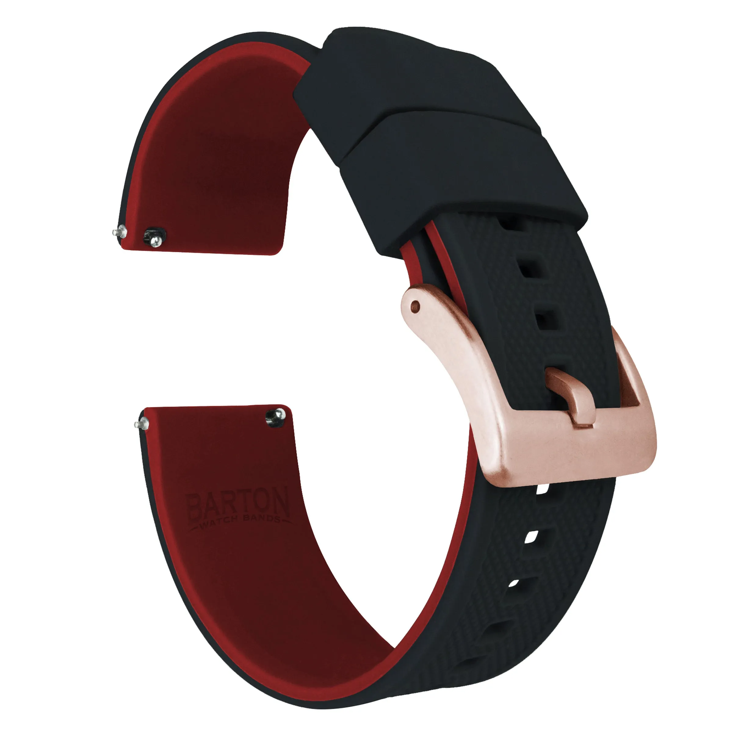Samsung Galaxy Watch5 Elite Silicone Black Top Crimson Red Bottom Watch Band