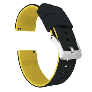 Samsung Galaxy Watch5 Elite Silicone Black Top Yellow Bottom Watch Band