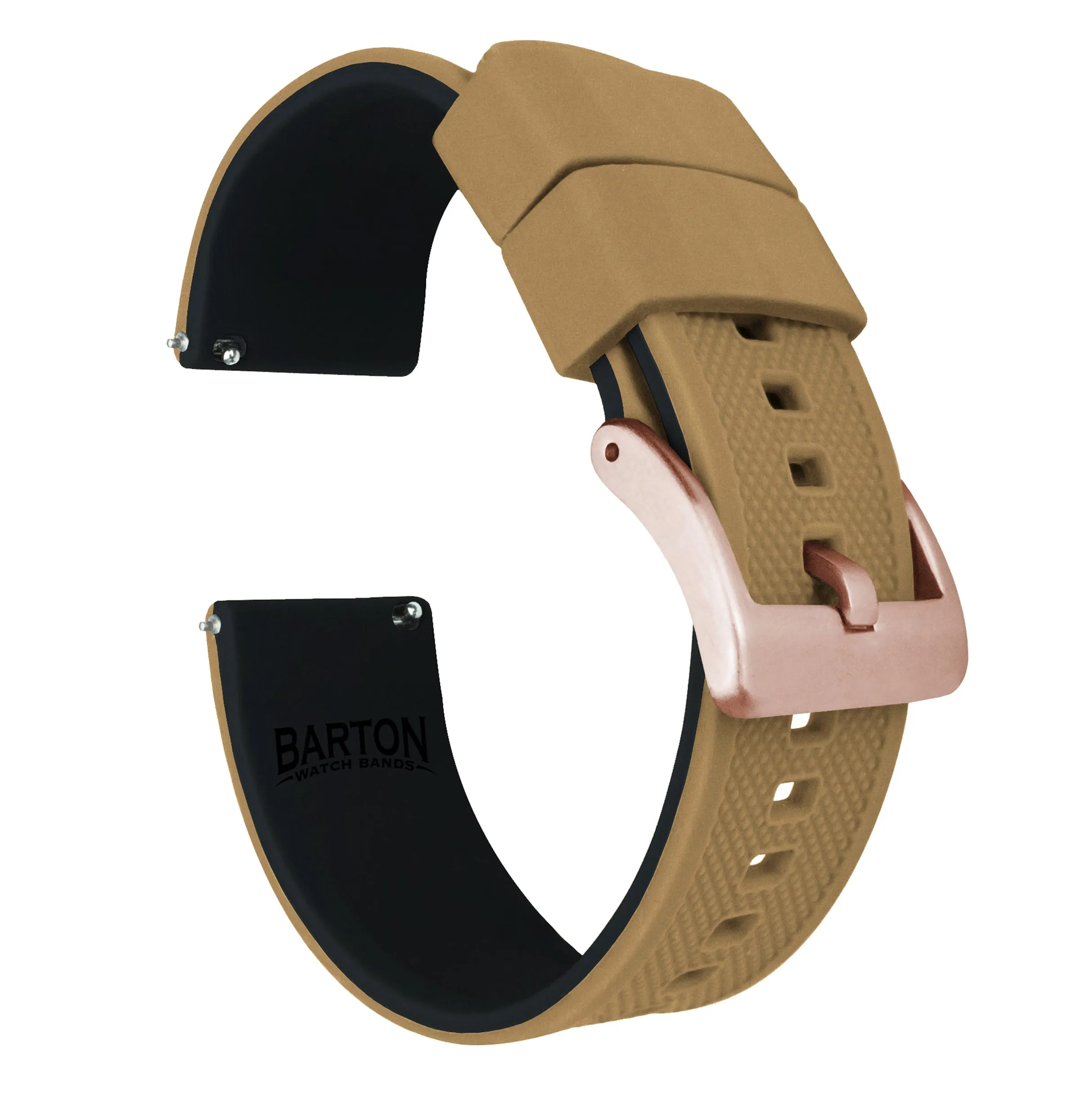 Samsung Galaxy Watch5 Elite Silicone Khaki Tan Top Black Bottom Watch Band