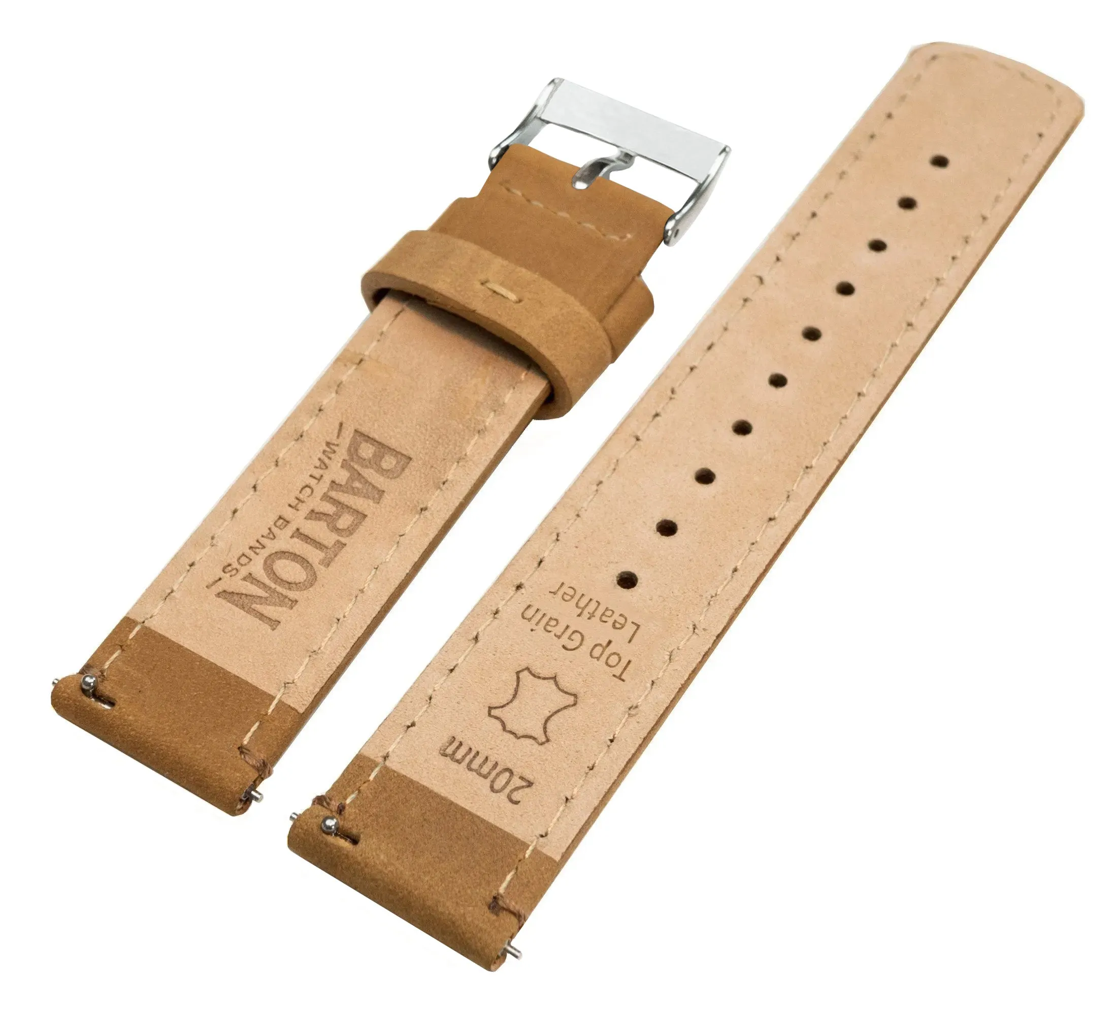 Samsung Galaxy Watch5 Gingerbread Brown Leather Stitching Watch Band