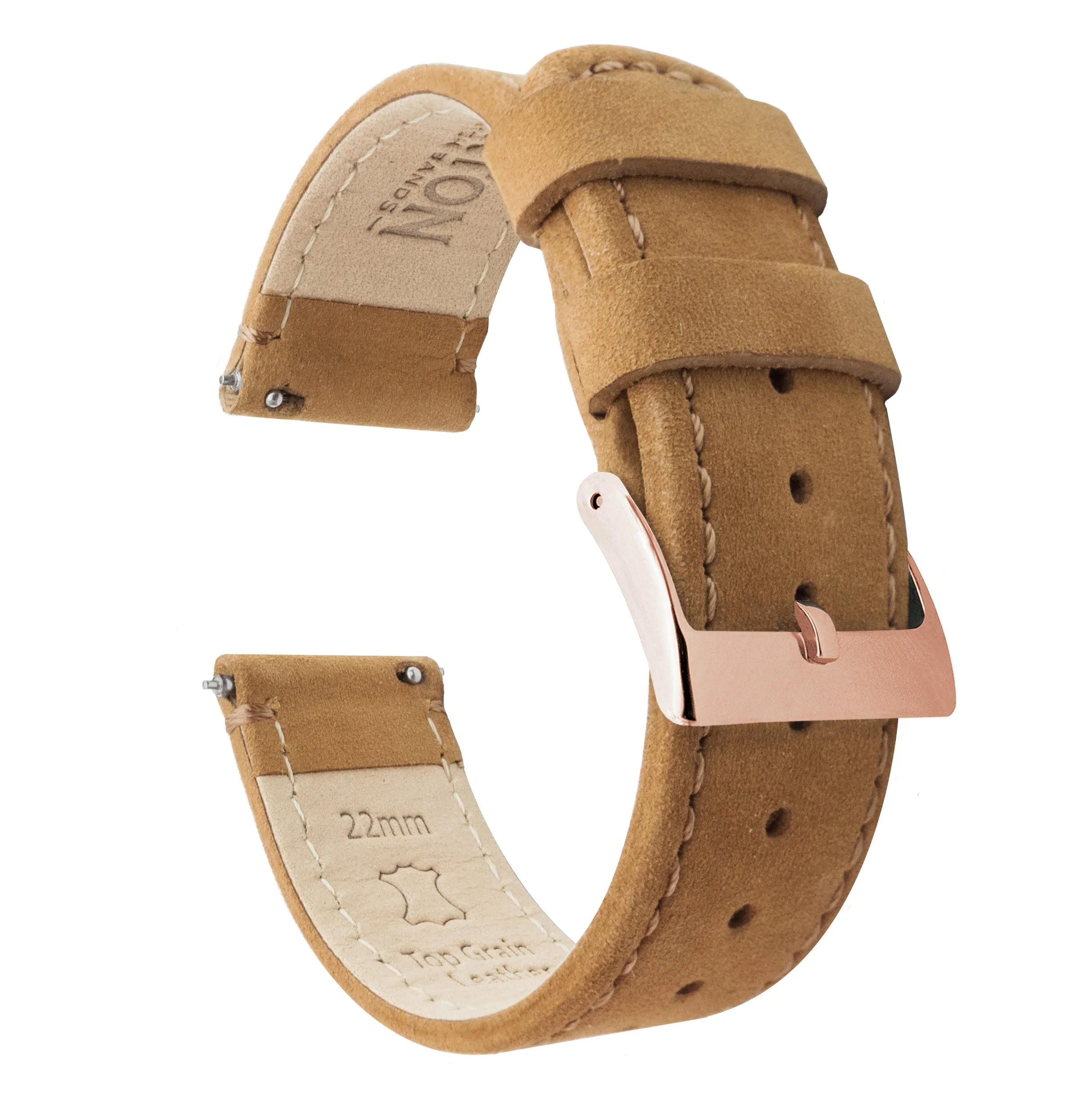 Samsung Galaxy Watch5 Gingerbread Brown Leather Stitching Watch Band
