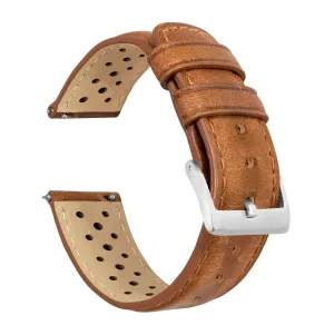 Samsung Galaxy Watch5 Racing Horween Leather Caramel Brown Watch Band