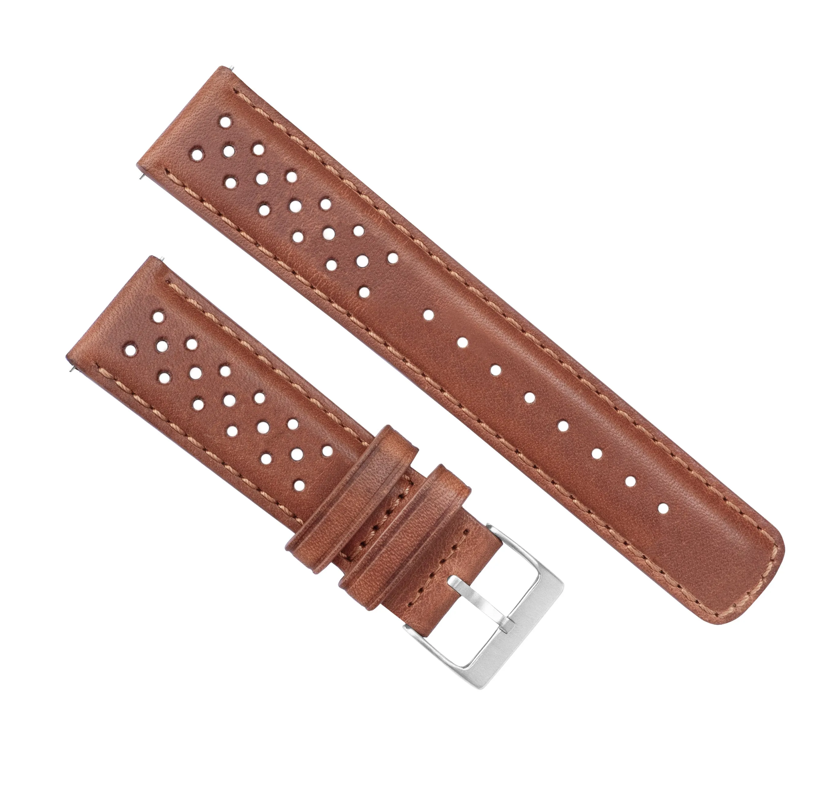 Samsung Galaxy Watch5 Racing Horween Leather Caramel Brown Watch Band