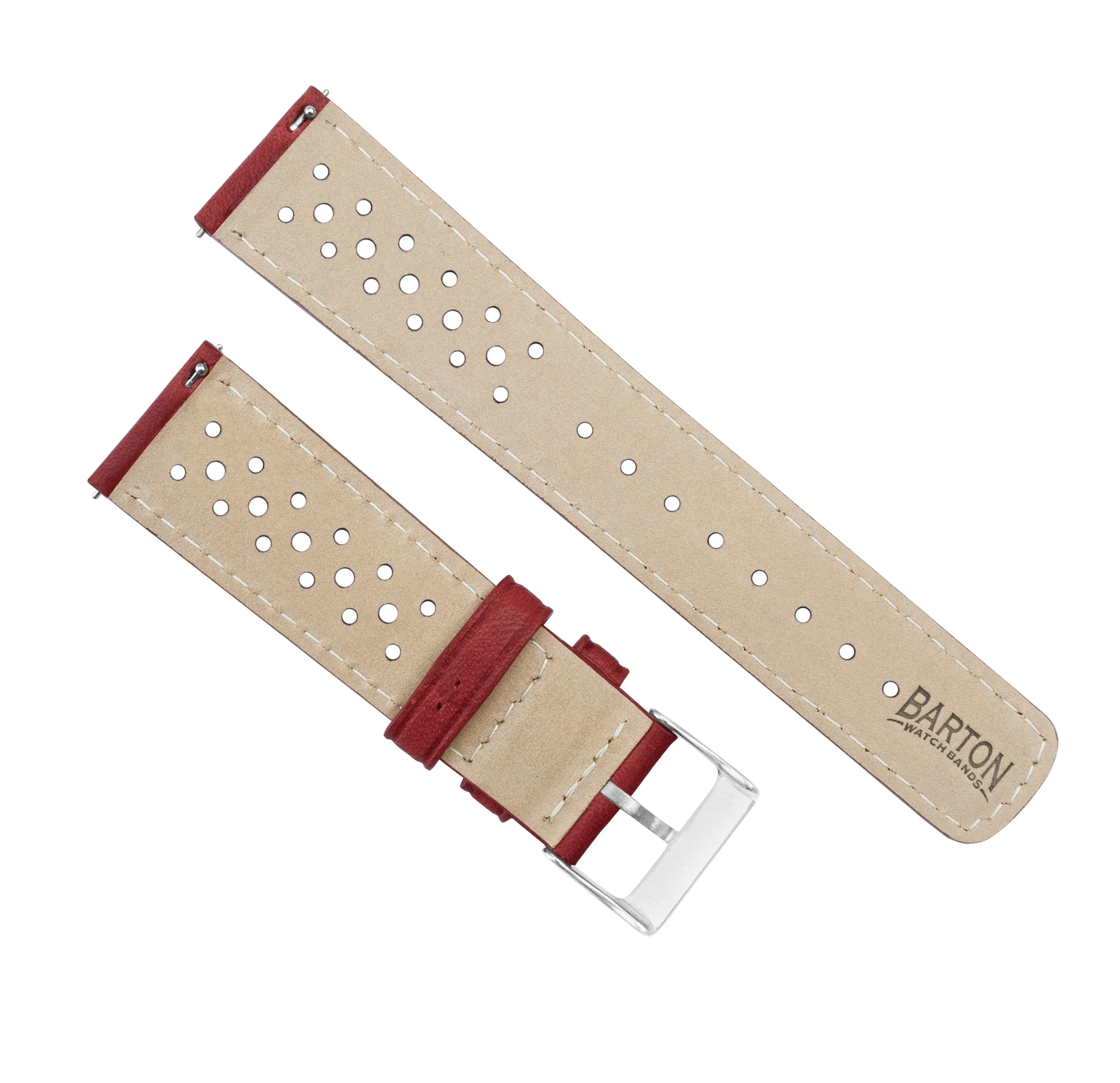 Samsung Galaxy Watch5 Racing Horween Leather Crimson Red Watch Band