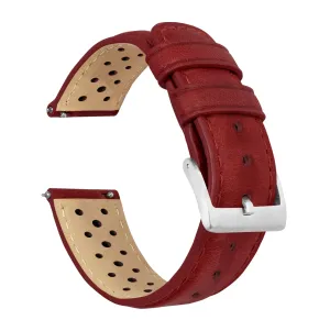 Samsung Galaxy Watch5 Racing Horween Leather Crimson Red Watch Band