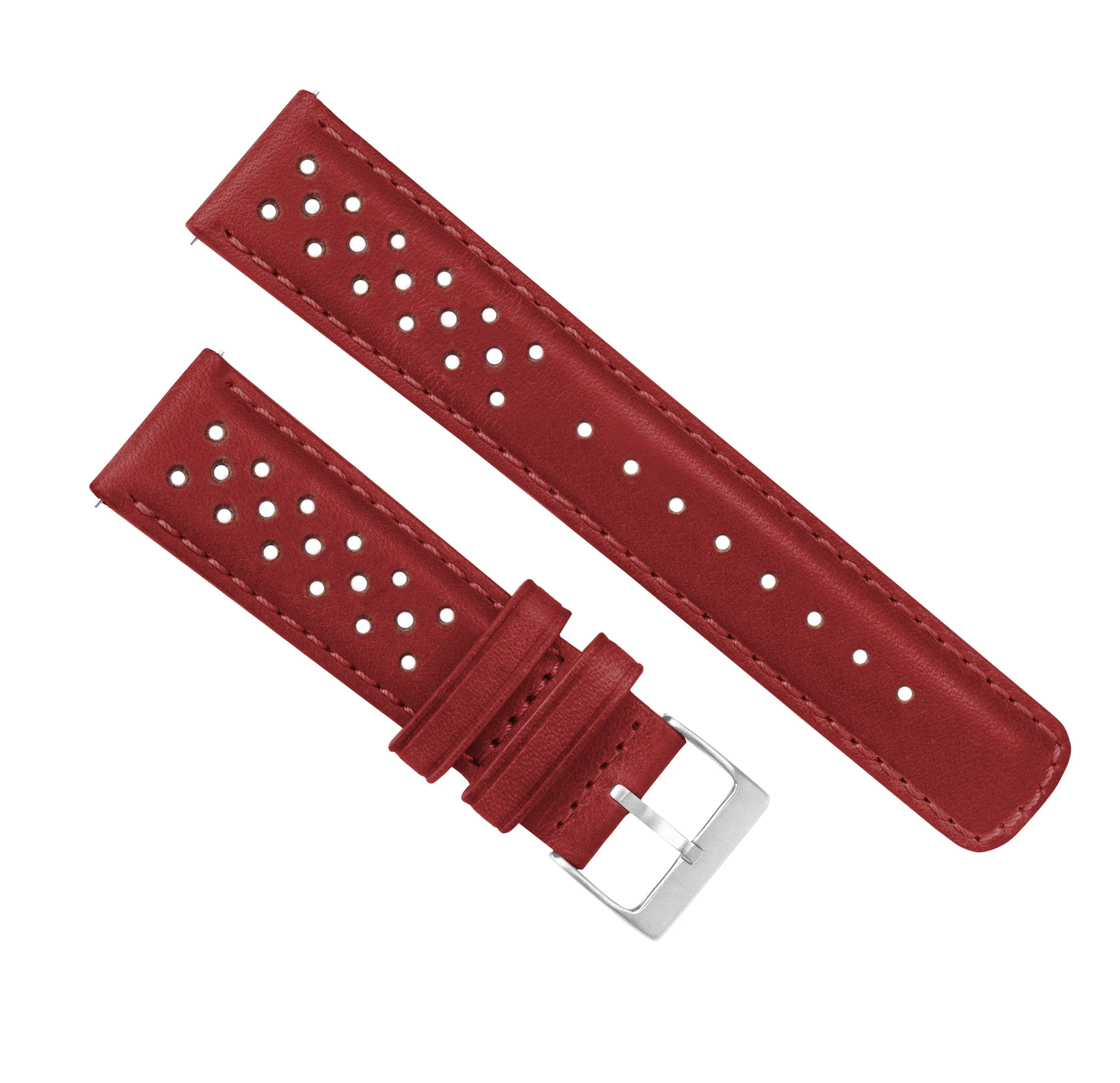 Samsung Galaxy Watch5 Racing Horween Leather Crimson Red Watch Band