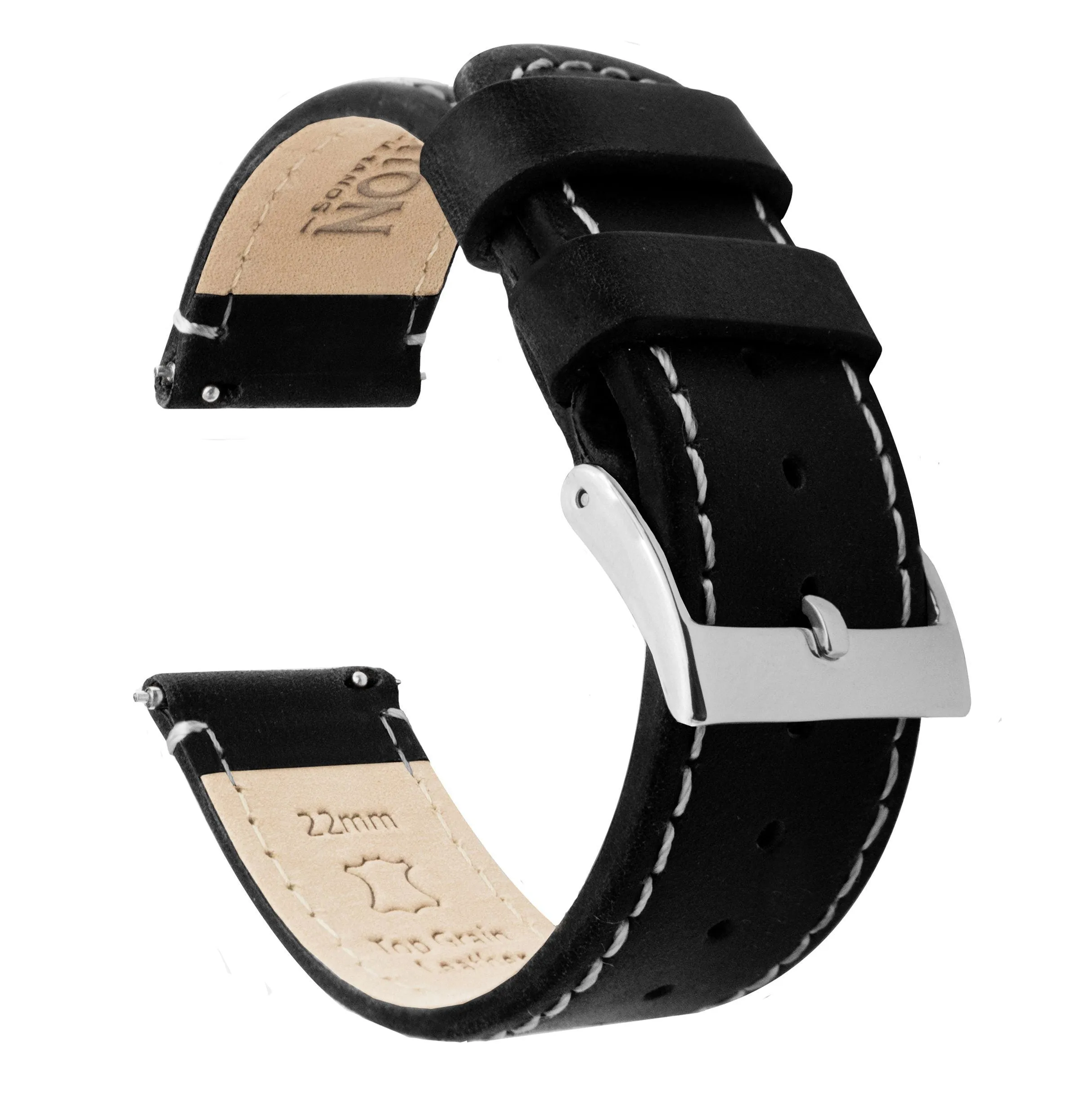 Samsung Galaxy Watch6 Black Leather Linen White Stitching Watch Band