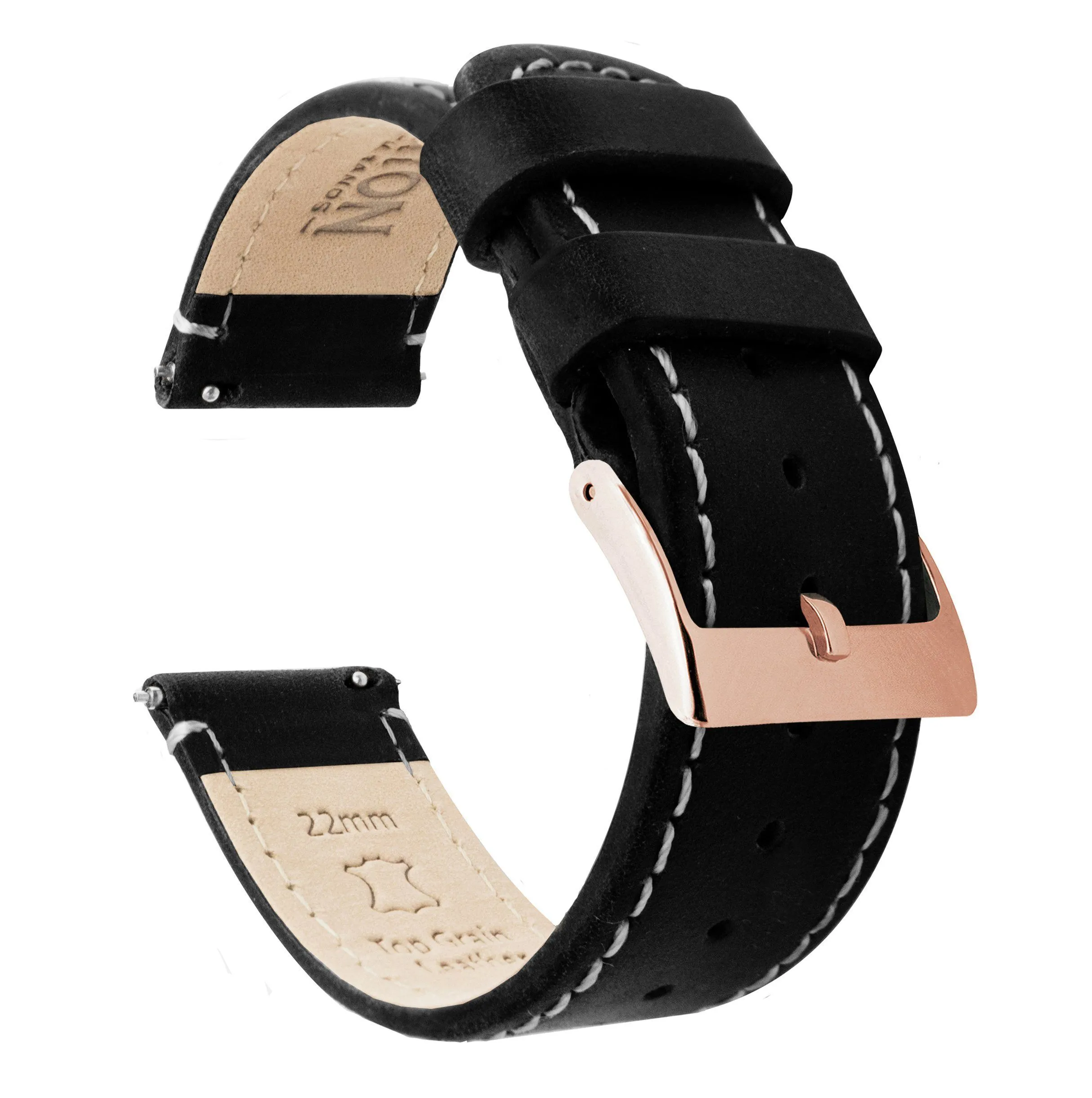 Samsung Galaxy Watch6 Black Leather Linen White Stitching Watch Band