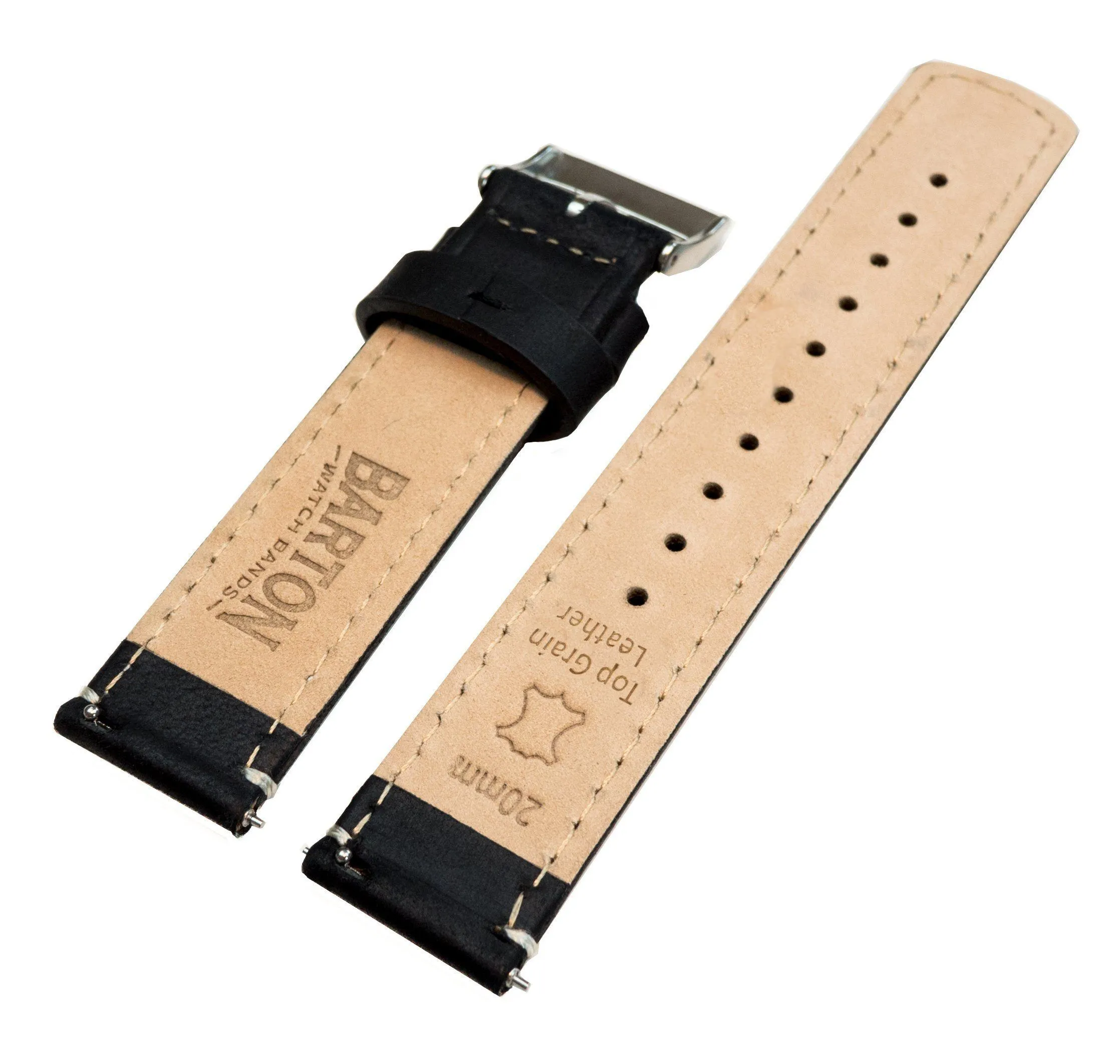 Samsung Galaxy Watch6 Black Leather Linen White Stitching Watch Band