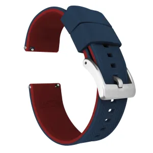 Samsung Galaxy Watch6 Elite Silicone Navy Blue Top Crimson Red Bottom Watch Band