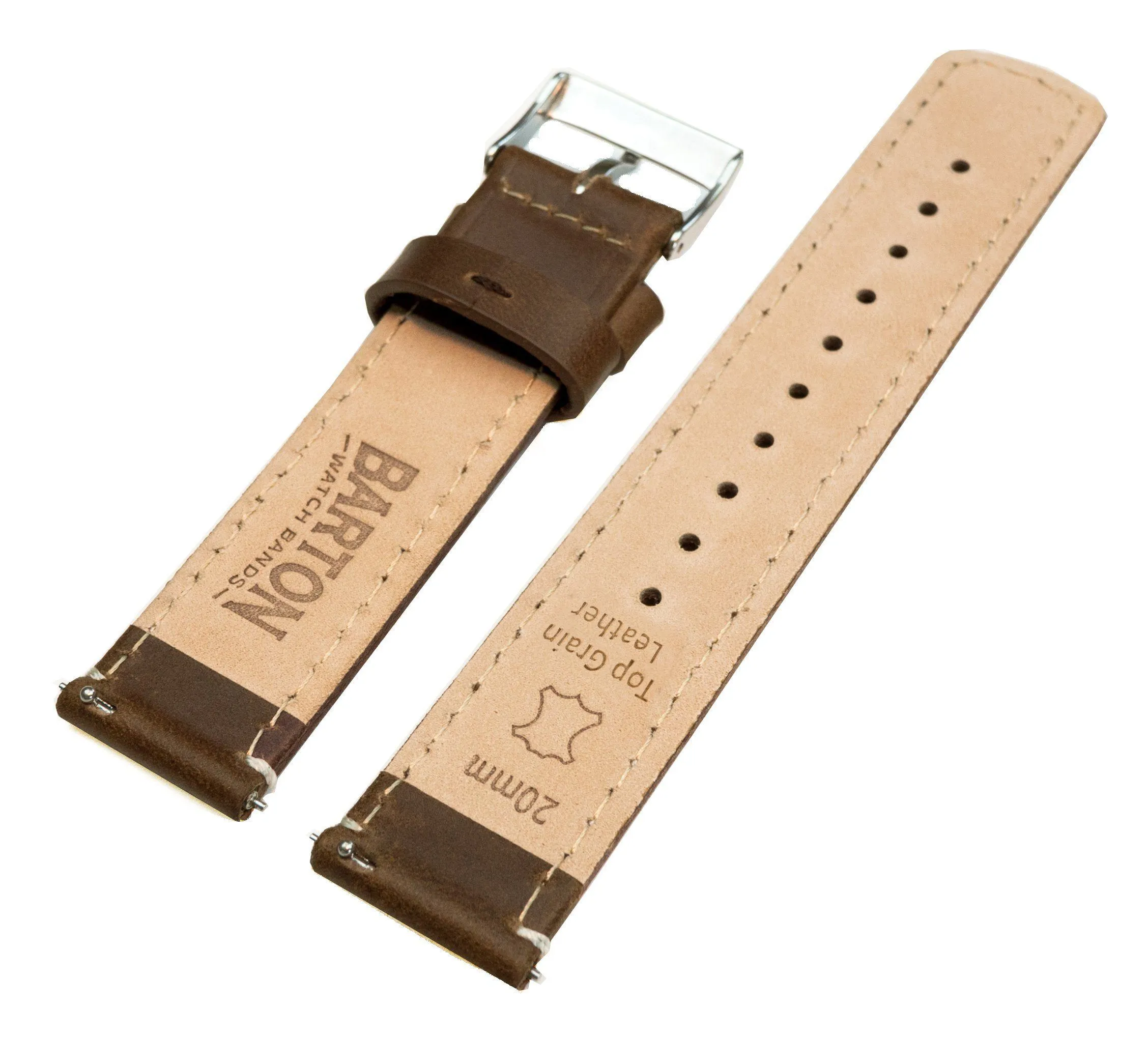 Samsung Galaxy Watch6 Saddle Brown Leather Linen White Stitching Watch Band