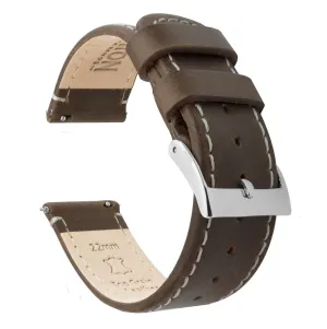 Samsung Galaxy Watch6 Saddle Brown Leather Linen White Stitching Watch Band