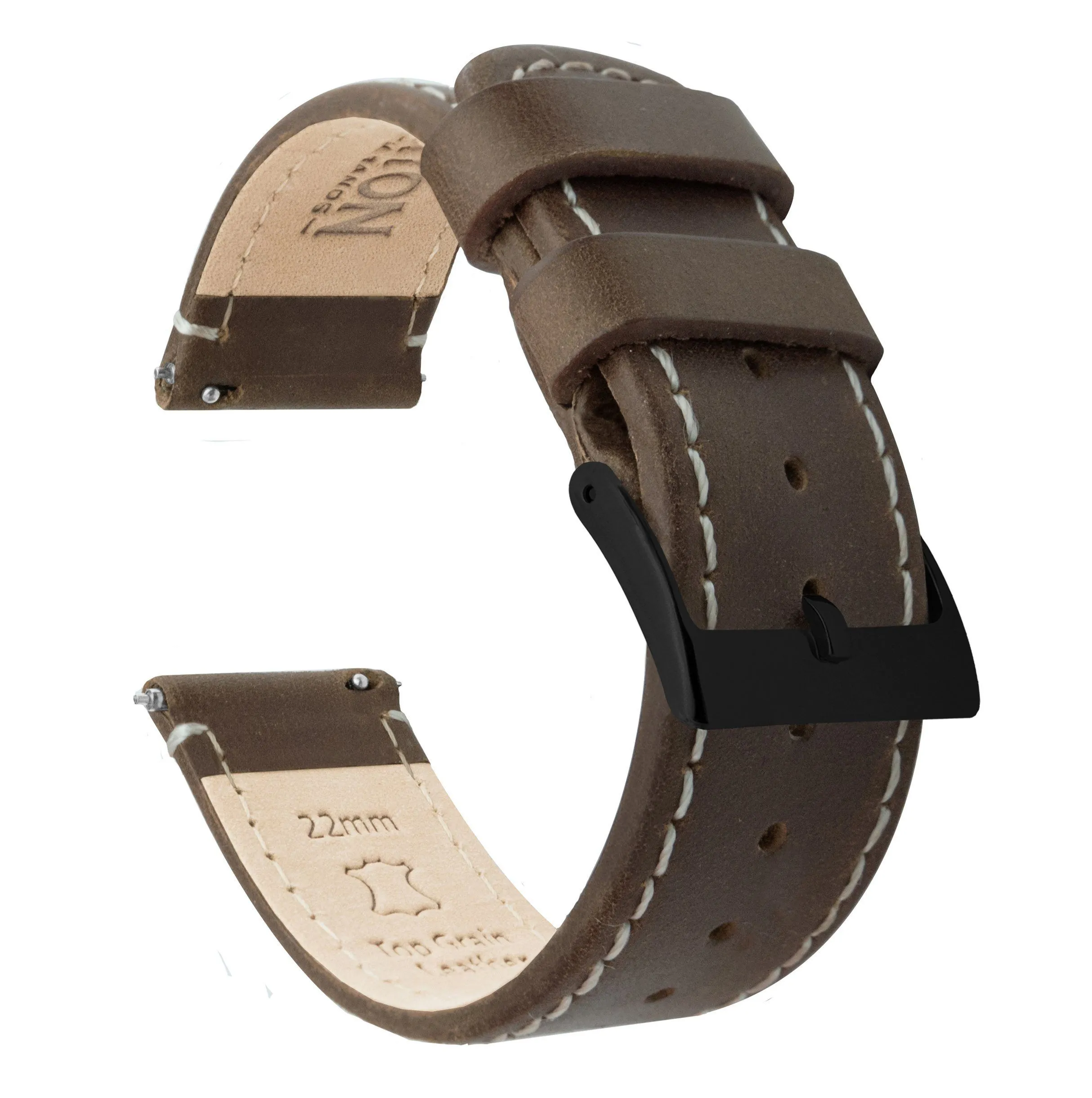 Samsung Galaxy Watch6 Saddle Brown Leather Linen White Stitching Watch Band