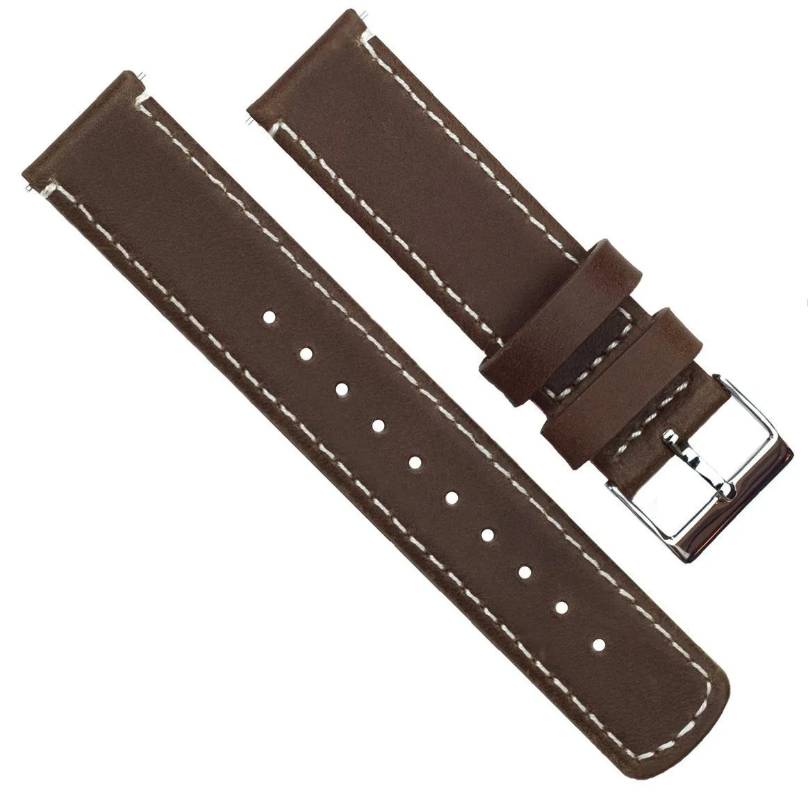 Samsung Galaxy Watch6 Saddle Brown Leather Linen White Stitching Watch Band