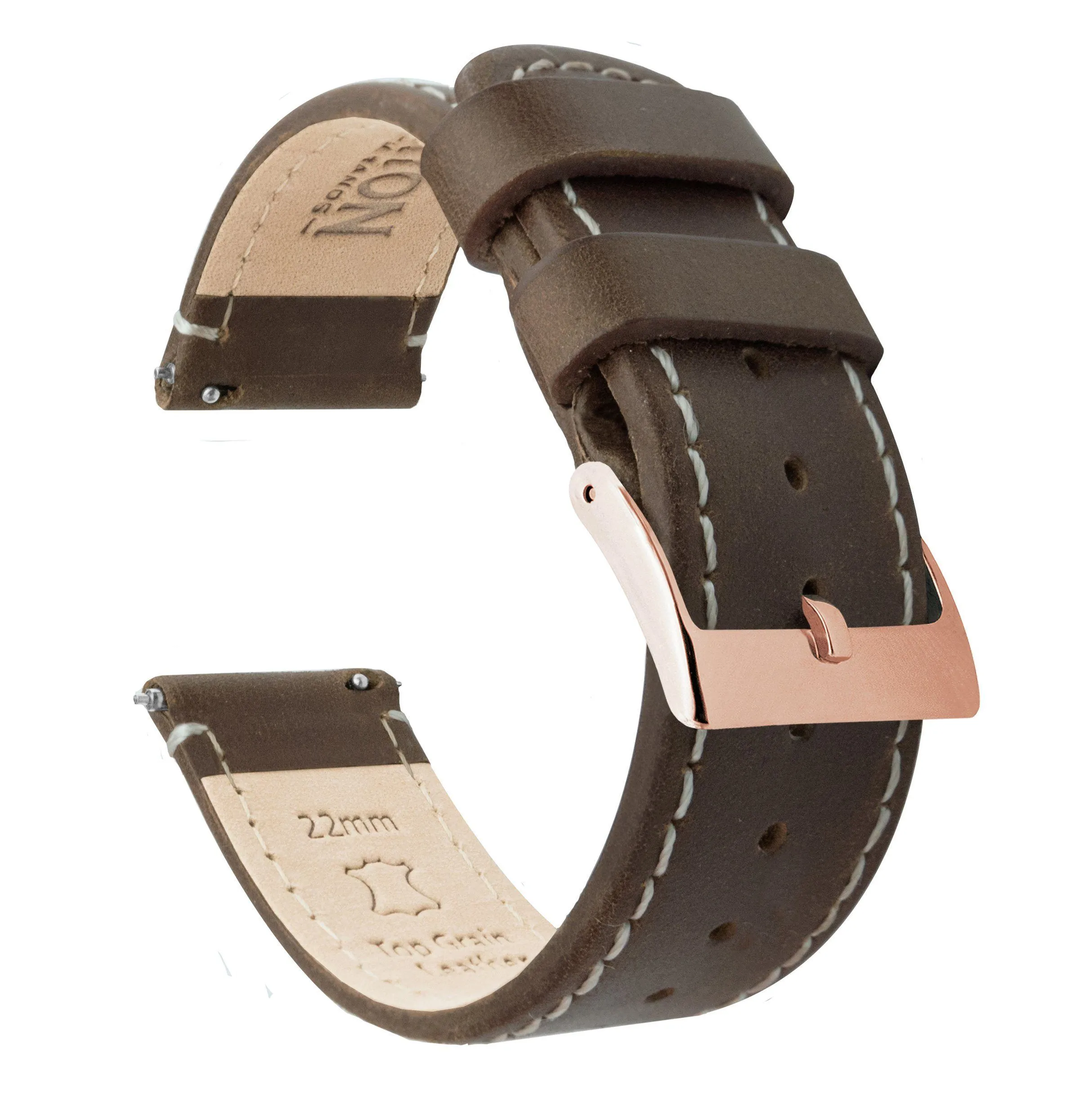 Samsung Galaxy Watch6 Saddle Brown Leather Linen White Stitching Watch Band