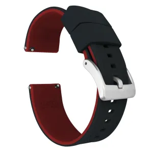 Samsung Galaxy watch7 Elite Silicone Black Top Crimson Red Bottom Watch Band