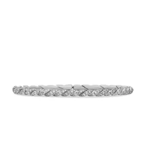 Sculpted Cable Flex Bracelet in 18K White Gold with Diamonds, 3.5mm, Size Small