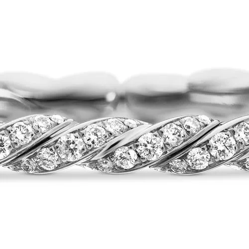 Sculpted Cable Flex Bracelet in 18K White Gold with Diamonds, 3.5mm, Size Small