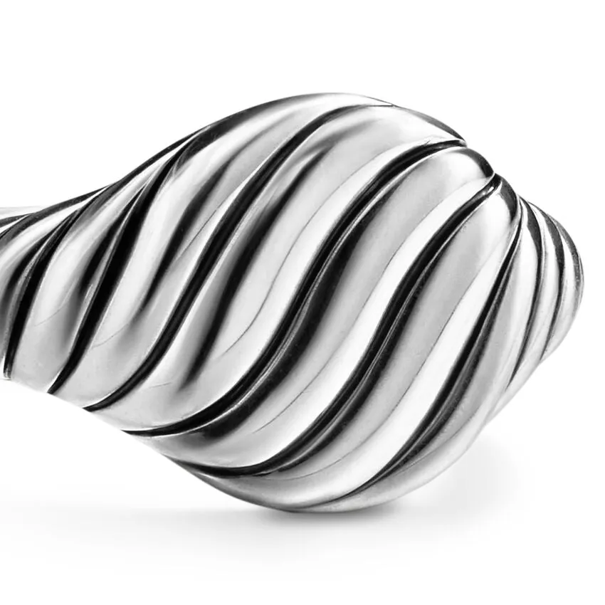 Sculpted Cable Pinky Ring in Sterling Silver, 10mm, Size 4