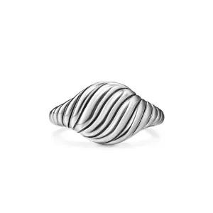 Sculpted Cable Pinky Ring in Sterling Silver, 10mm, Size 4