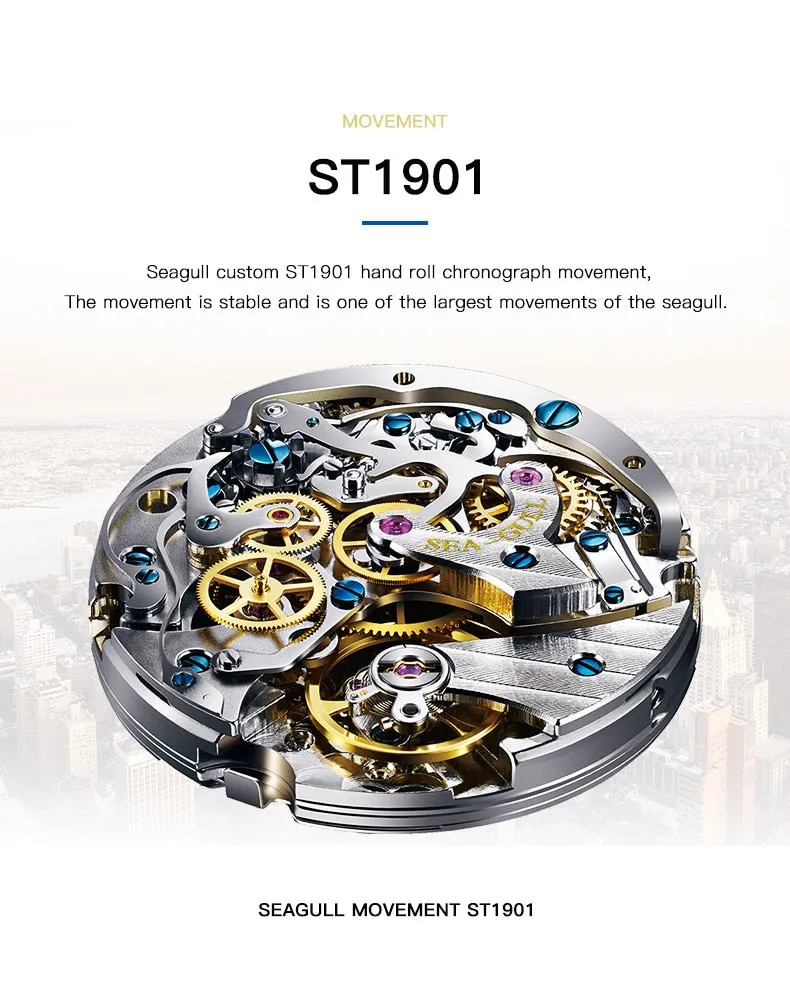 Sea-Gull "1963" Official Original Genuine Air Force pilot Manual Wind Chronograph Mechanical watch. Calibre:ST1901. Model: D304 1963