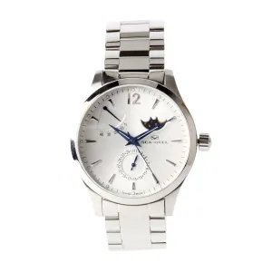 Seagull Moon Phase Auto Date Power Reserve Retro Men Watches Exhibition Back Self Wind Automatic Men's Mechanical Watch 816.423