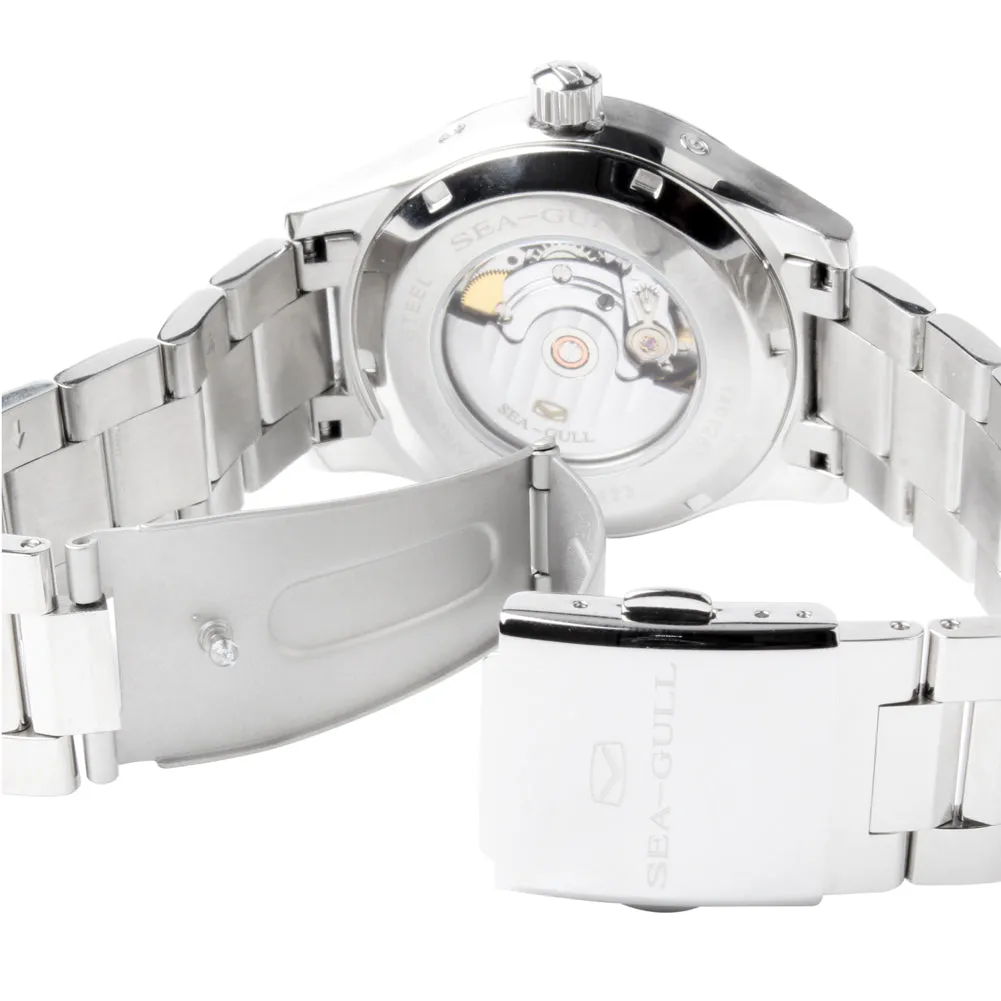 Seagull Moon Phase Auto Date Power Reserve Retro Men Watches Exhibition Back Self Wind Automatic Men's Mechanical Watch 816.423
