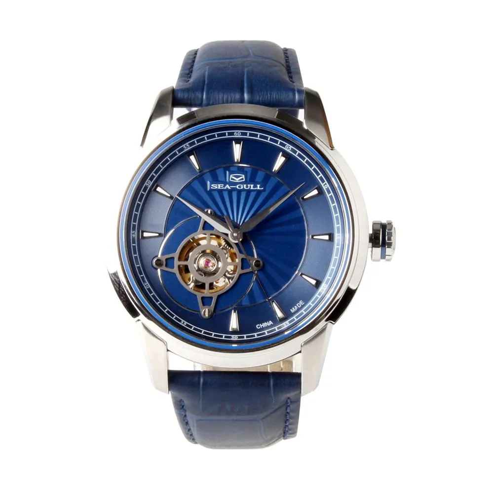 Seagull skeleton Leather Strap Movement Watches Exhibition Back Self Wind Automatic Men's Mechanical Watch 819.32.1014KL