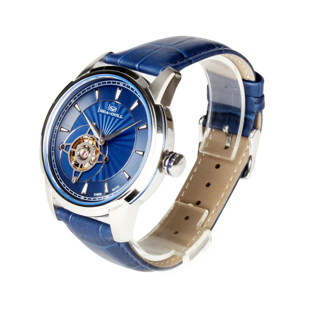 Seagull skeleton Leather Strap Movement Watches Exhibition Back Self Wind Automatic Men's Mechanical Watch 819.32.1014KL